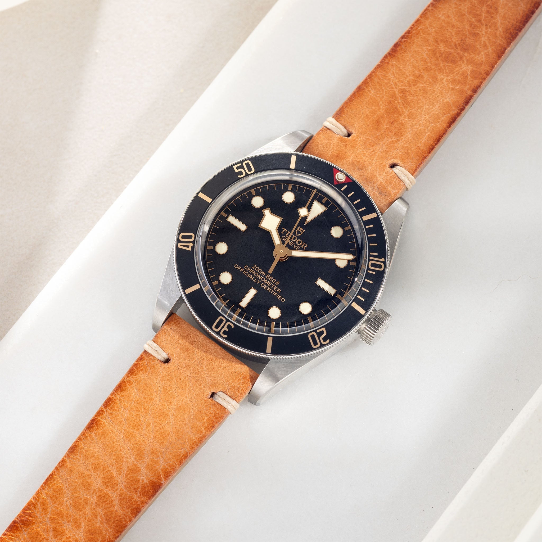 Natural  Grain Caramel Brown Leather Watch Strap Tudor black bay 58

