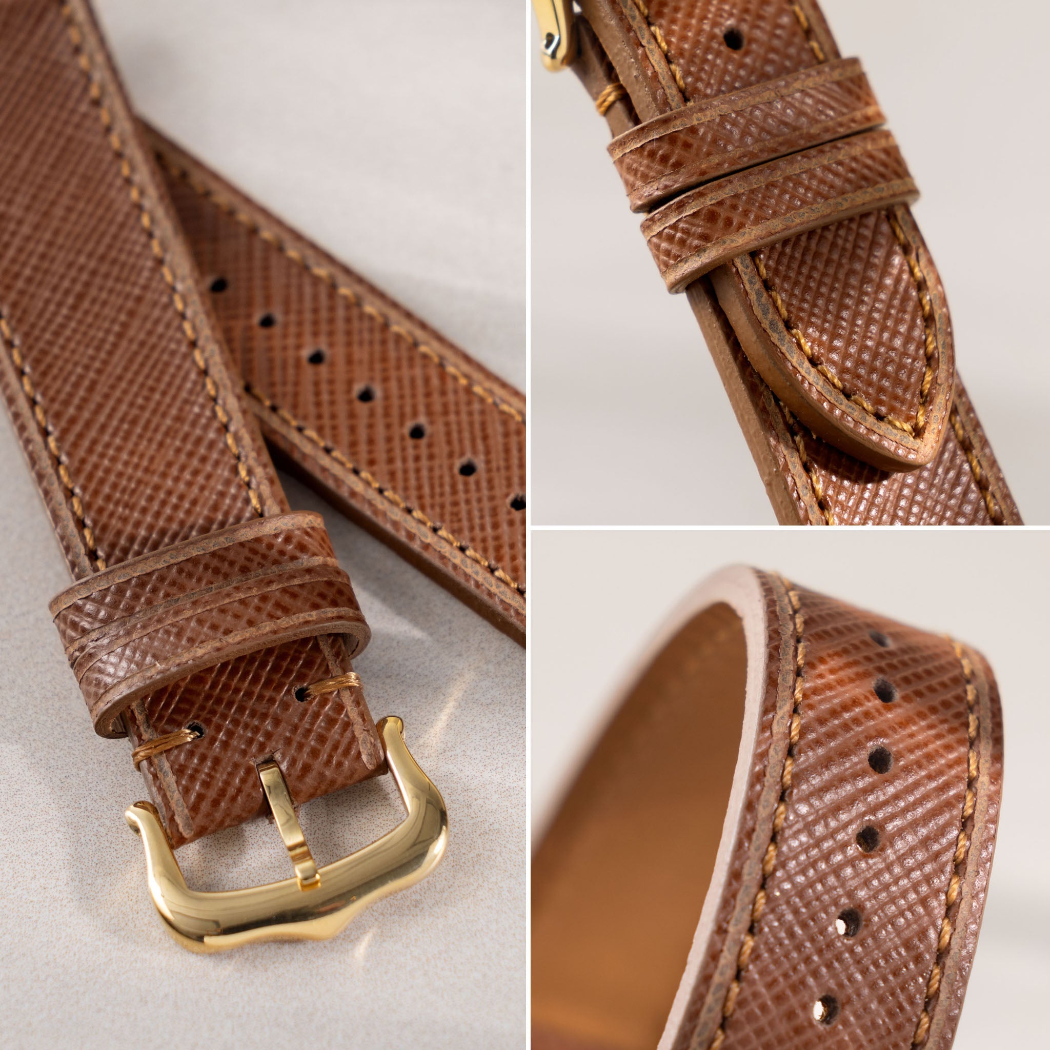 Strap for Cartier 17.5mm - Saffiano Cognac Brown Leather