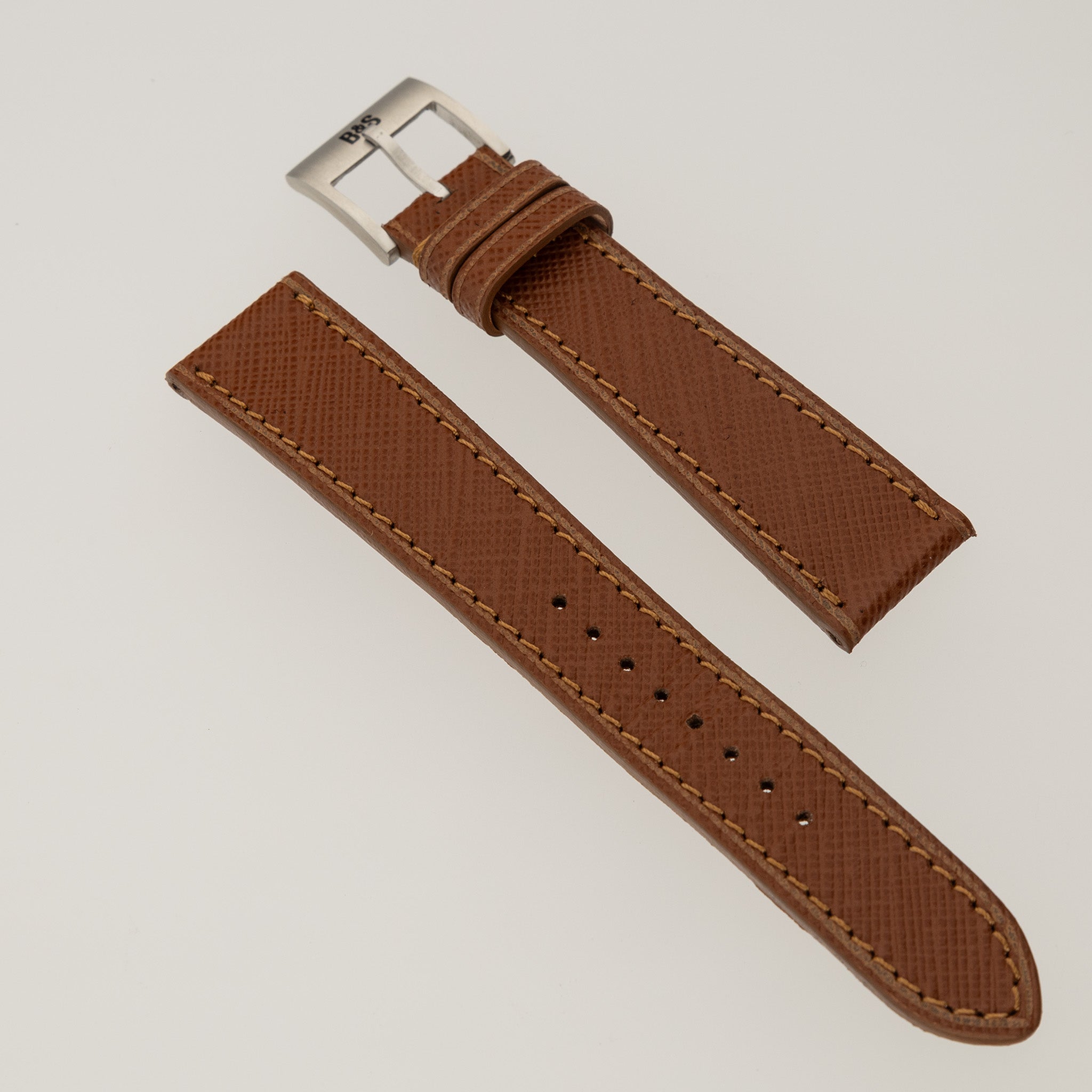 Sample Sale - Saffiano Cognac Brown Leather Watch Strap - 19mm