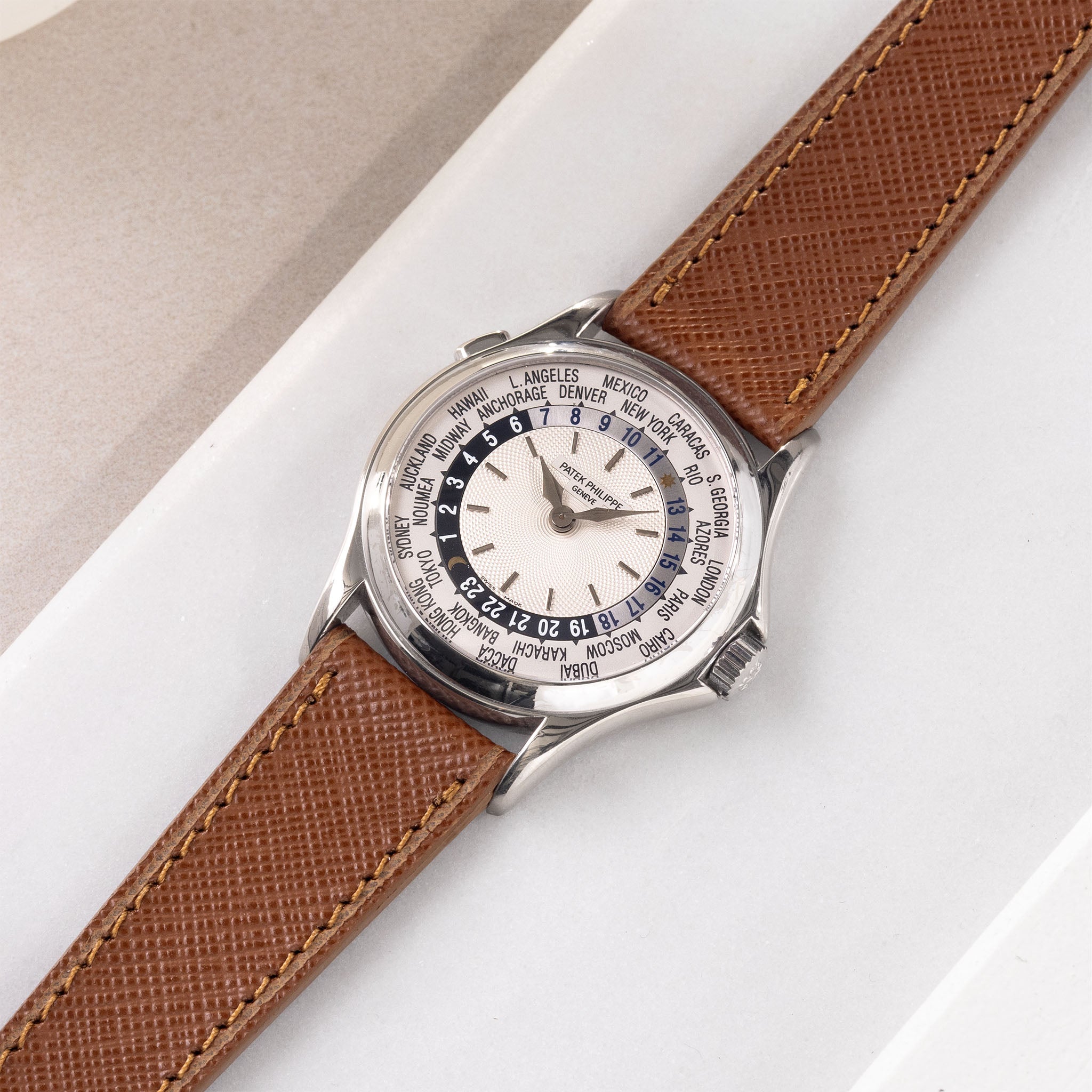 Saffiano Cognac Brown Leather Watch Strap