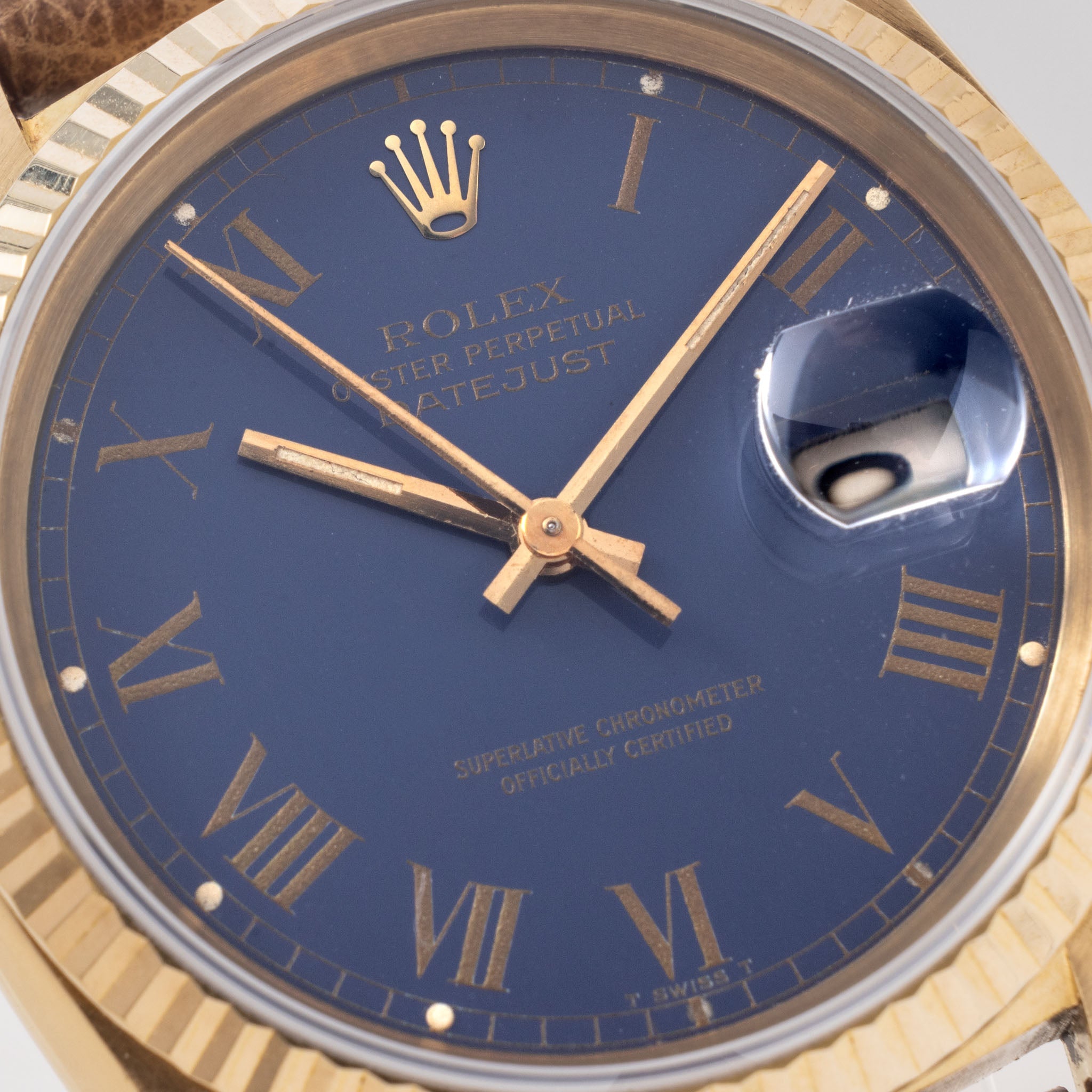 Rolex Datejust 16018 with Blue Buckley dial and original papers