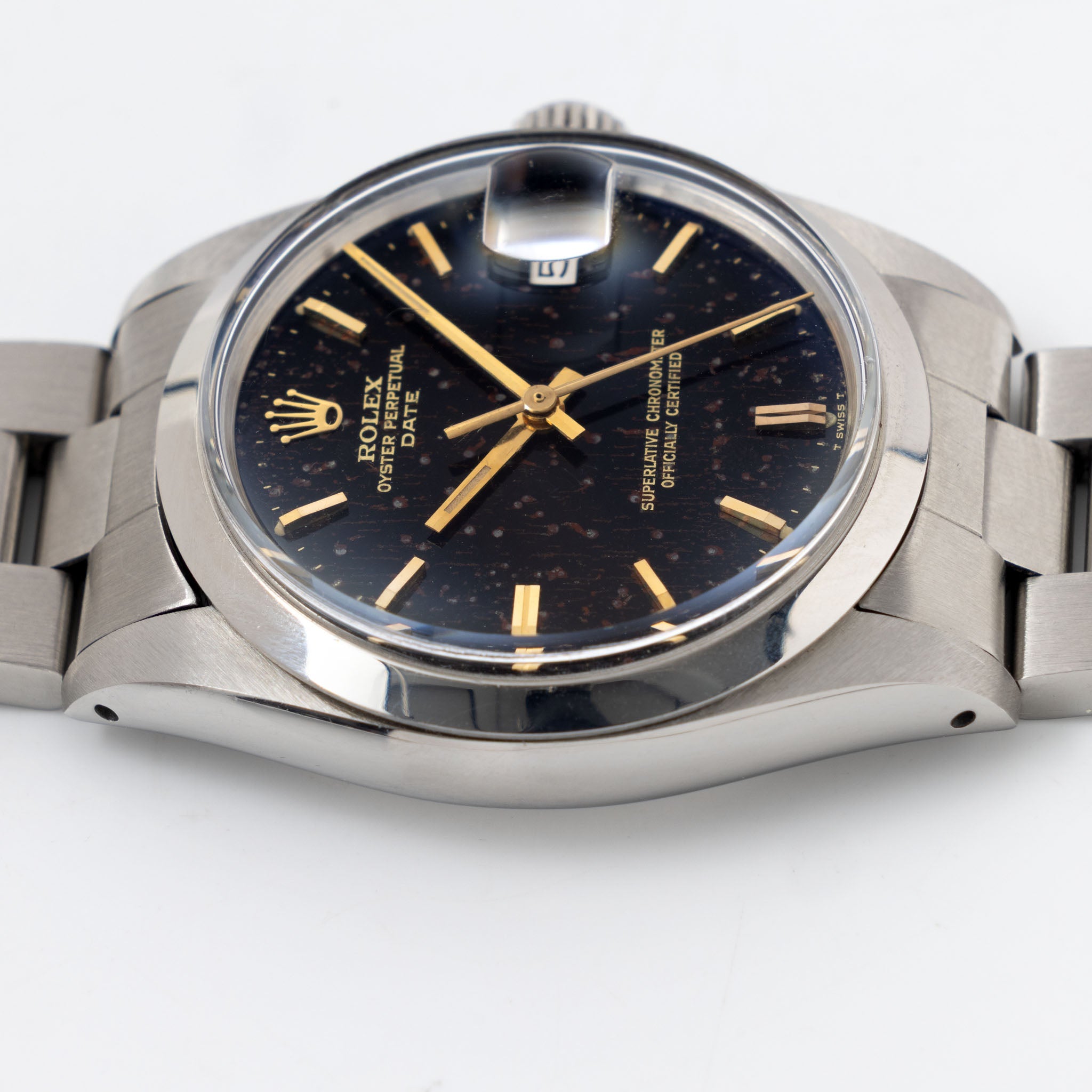 Rolex Oyster Perpetual Date 1500 Tropical Gilt Dial with Original Chronometer Paper