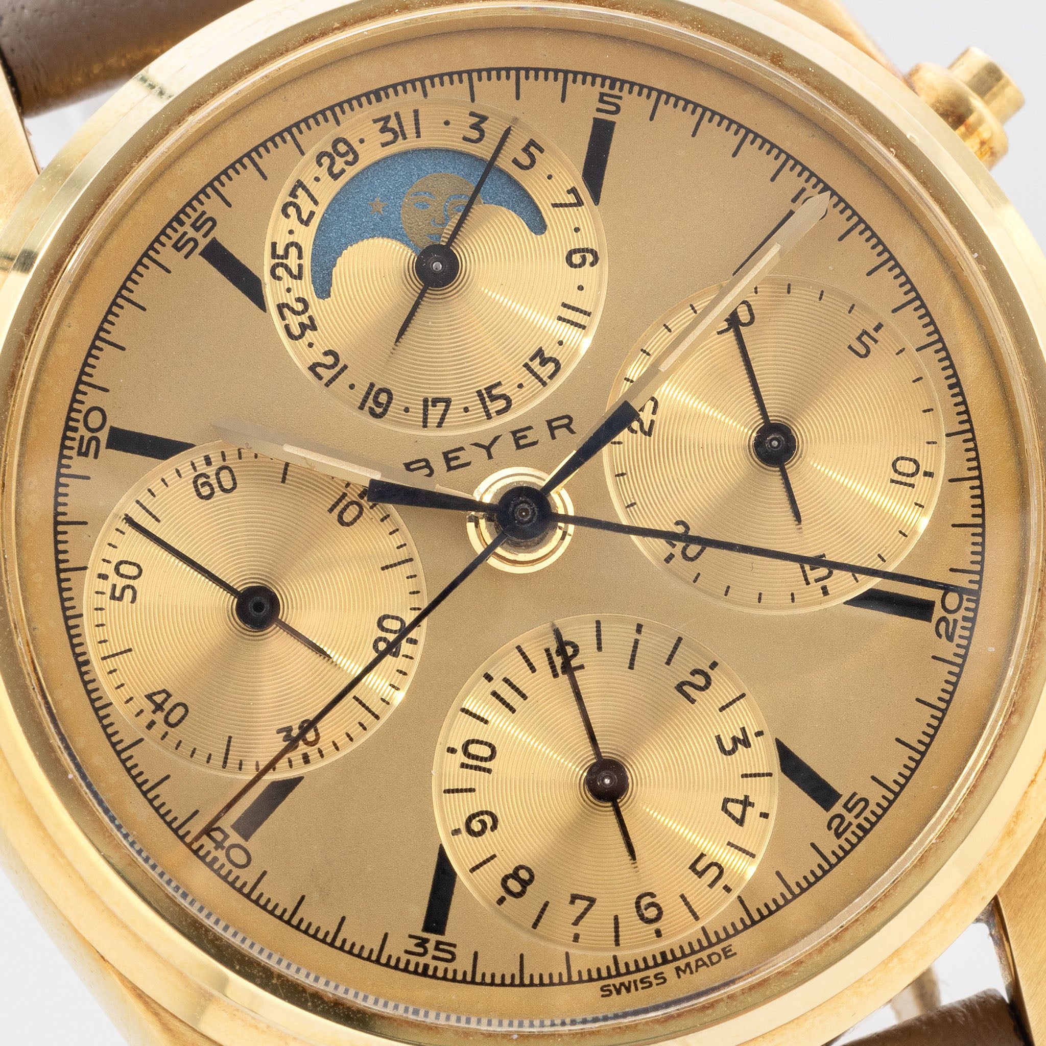 Beyer Split Seconds Moon Phase Chronograph in 18kt Yellow Gold