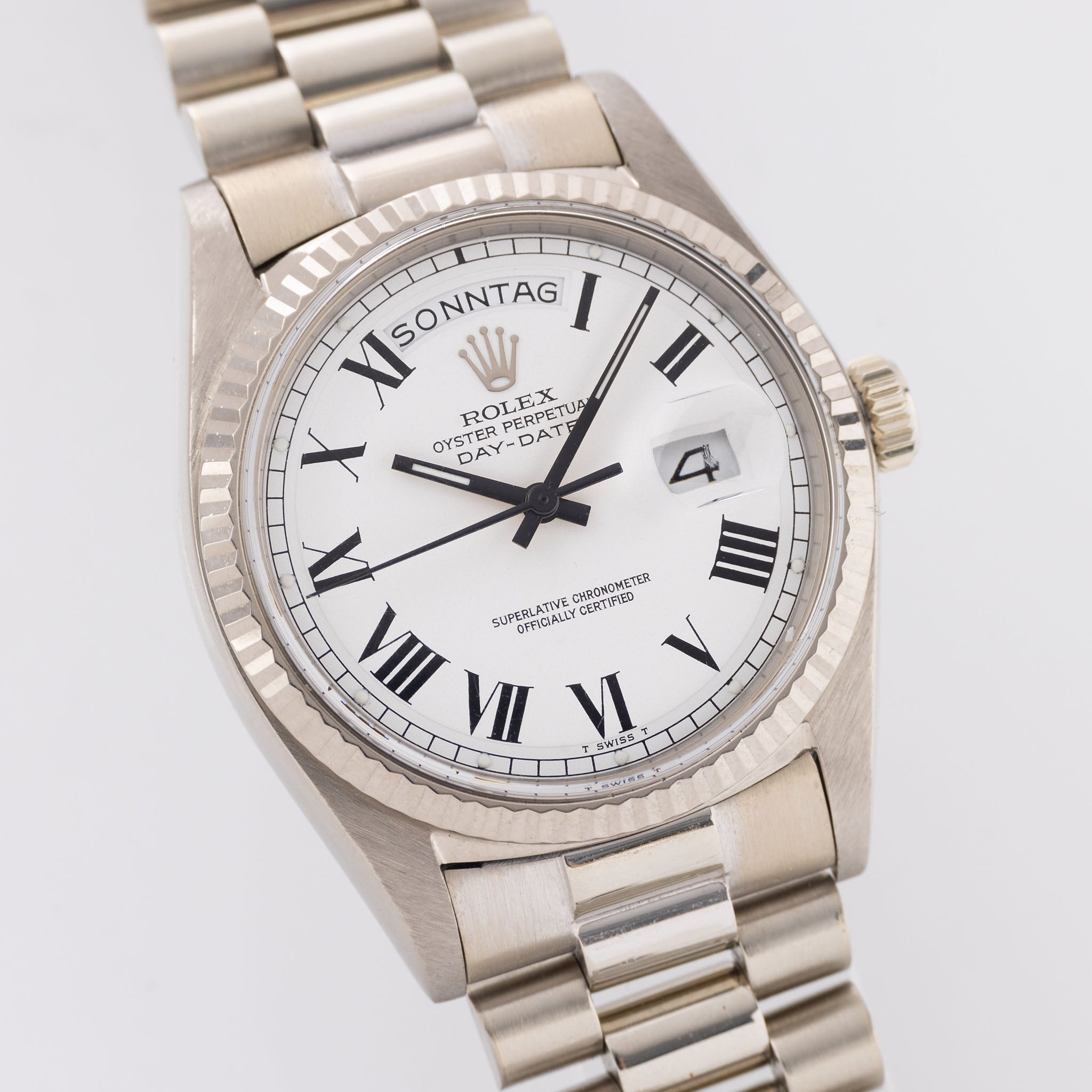 Rolex Day-Date White Gold Buckley Dial ref 1803