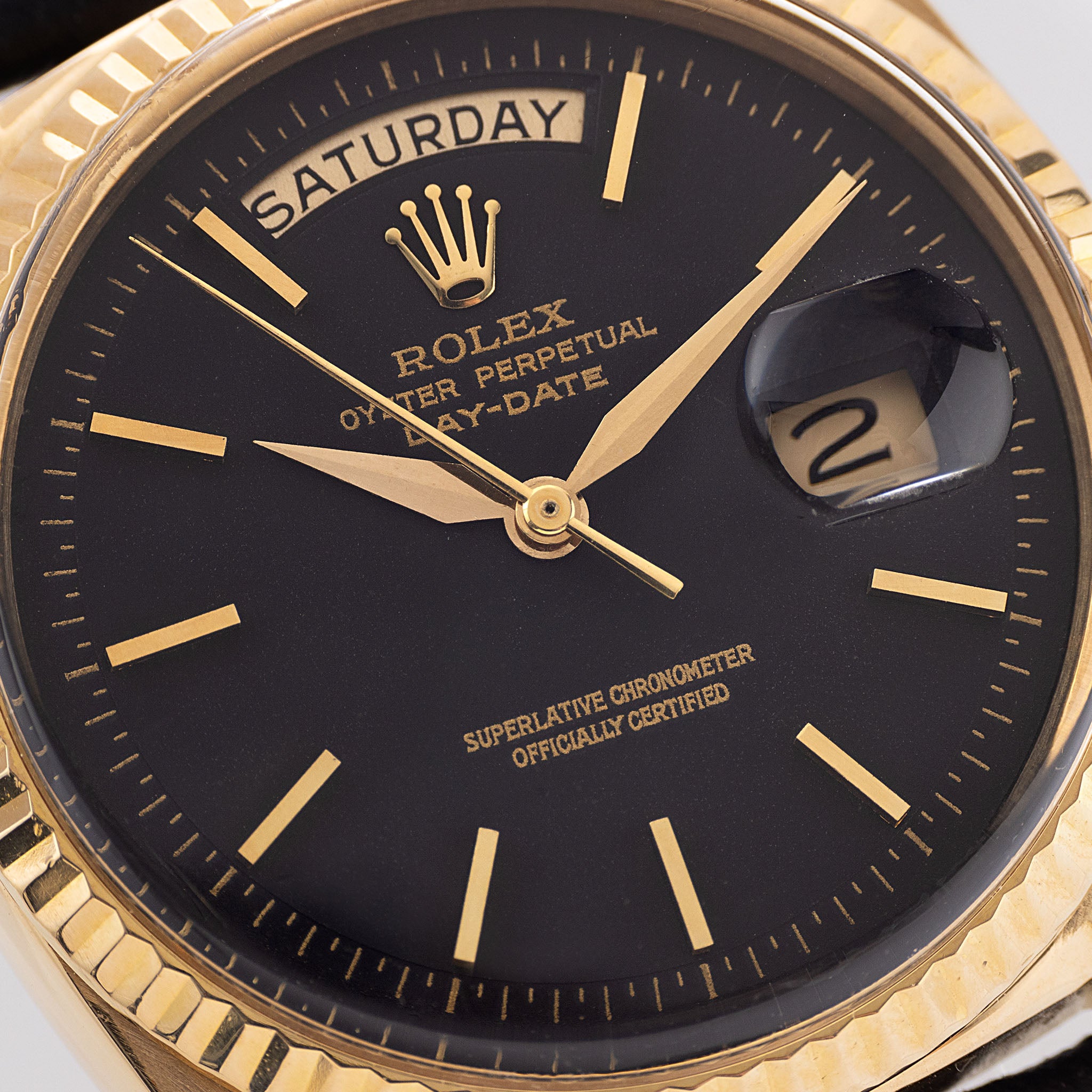 Rolex Day-Date 1803 Yellow Gold Matte Black Dial Alpha Hands