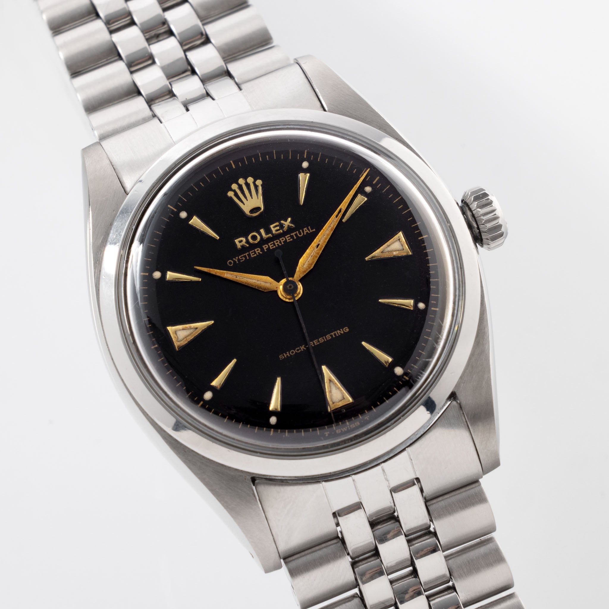 Rolex Oyster Perpetual Ovettone Black Dial Ref 6352