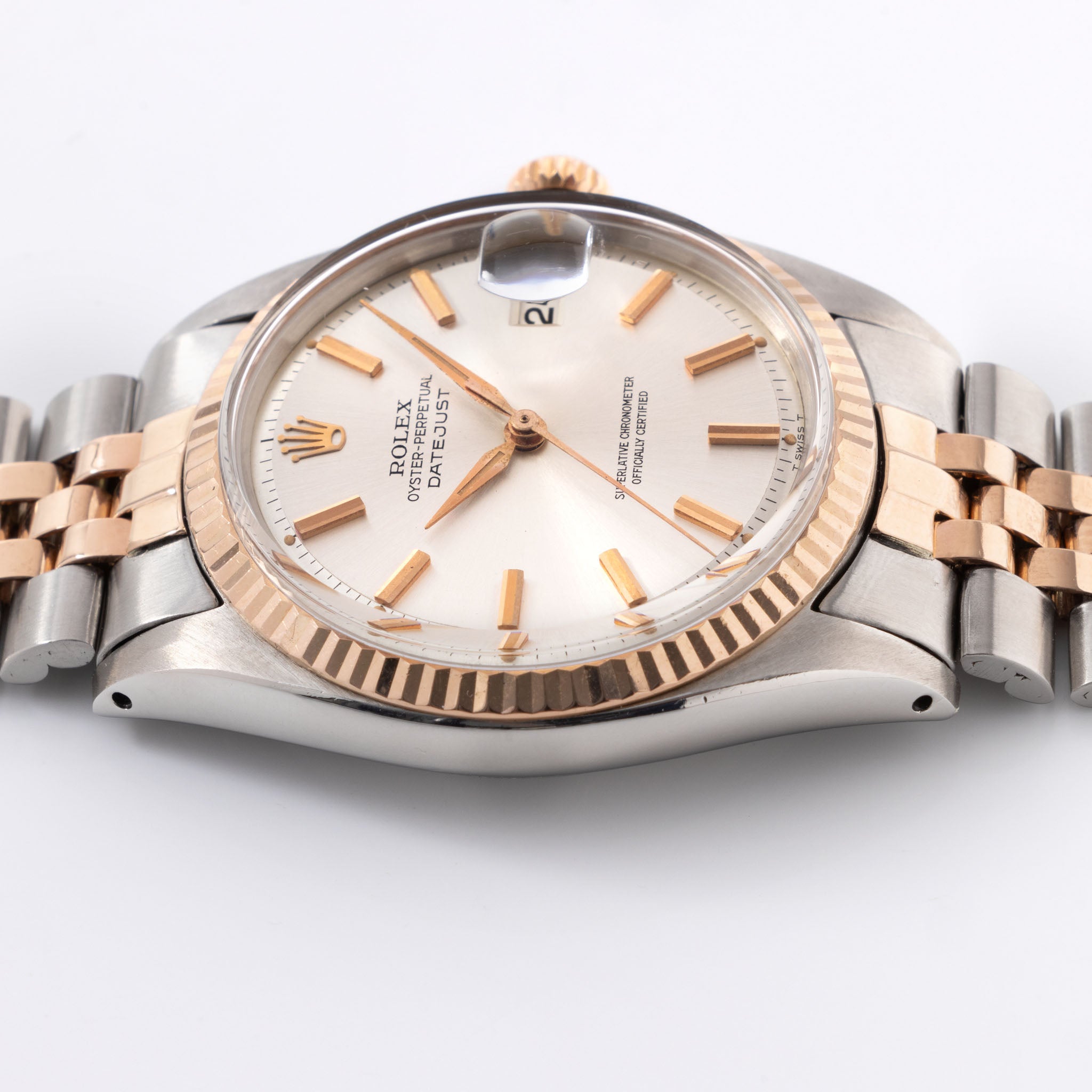 Rolex Datejust Steel and Pink Gold Silver Dial Ref 1601