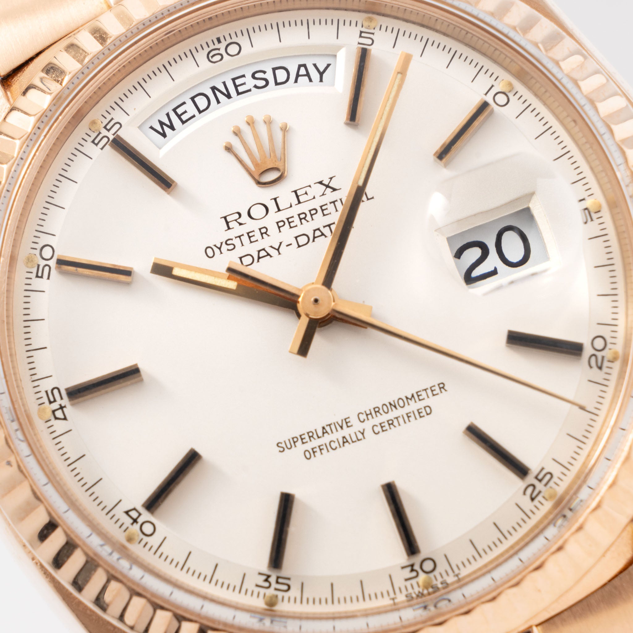 Rolex Day-Date Rose Gold Metallic Silver Dial Ref 1803