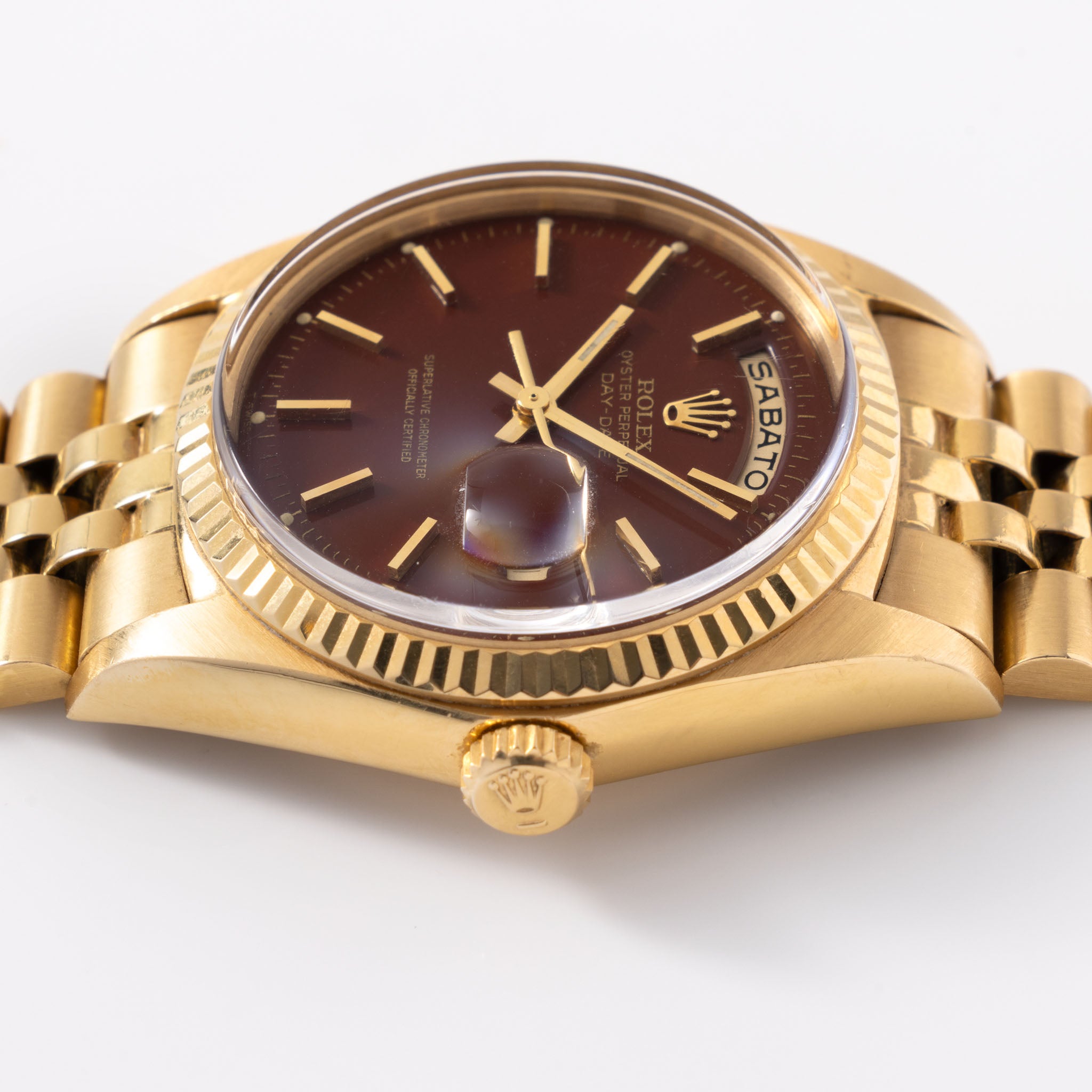 Rolex Day-Date Yellow Gold Oxblood Stella Dial Ref 1803