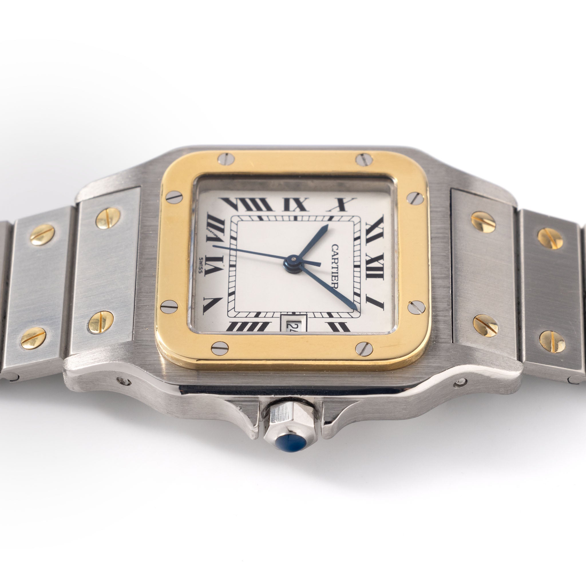 Cartier Santos Carree Steel and Gold White Dial Ref 2961