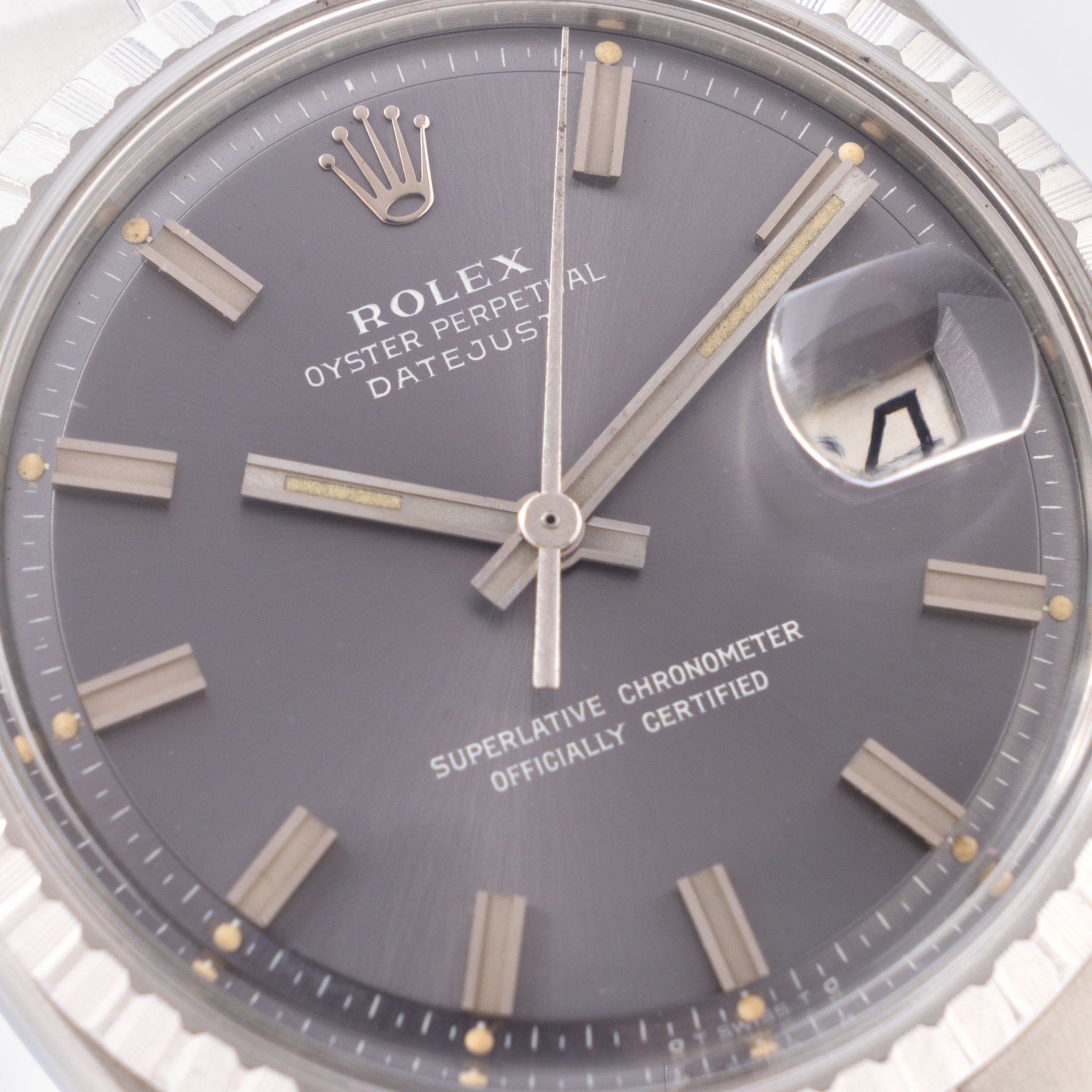 Rolex Datejust Grey Soleil Sigma Wide Boy Dial Ref 1603