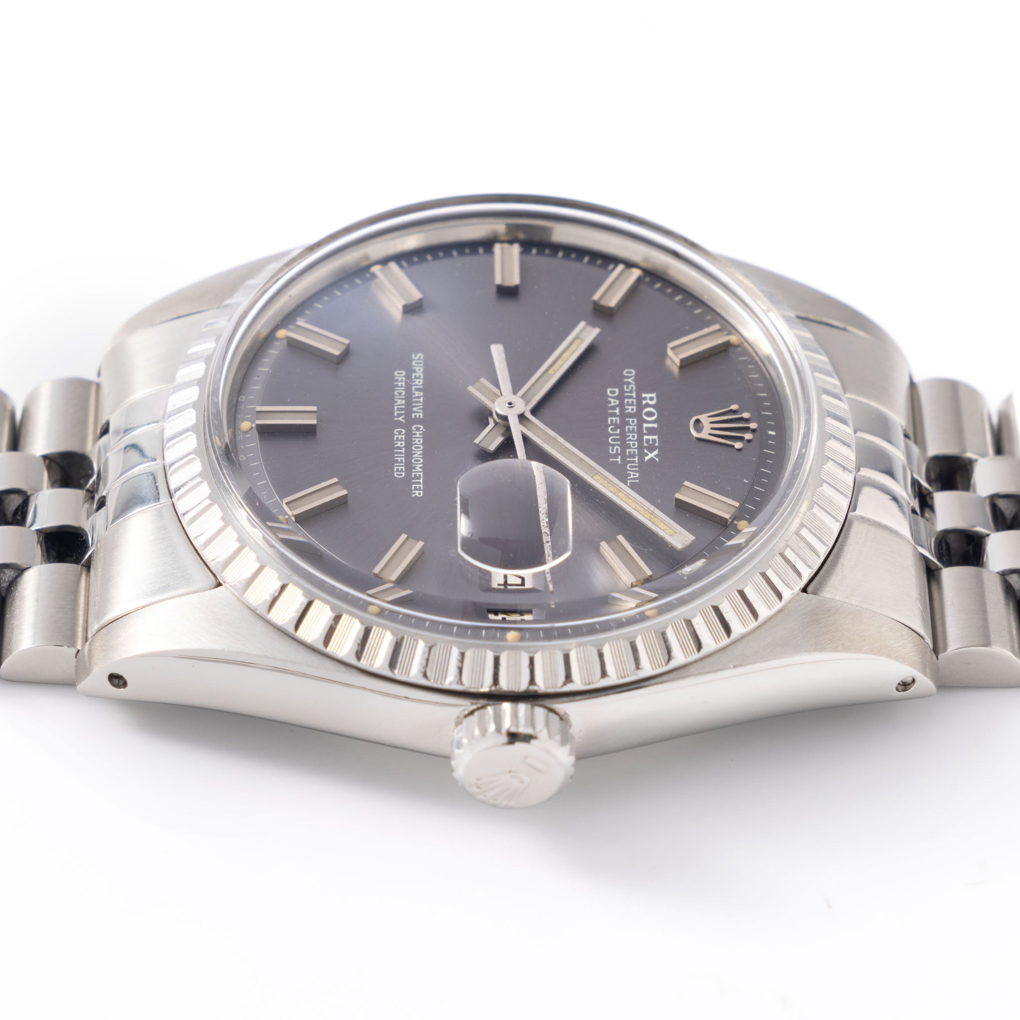 Rolex Datejust Grey Soleil Sigma Wide Boy Dial Ref 1603