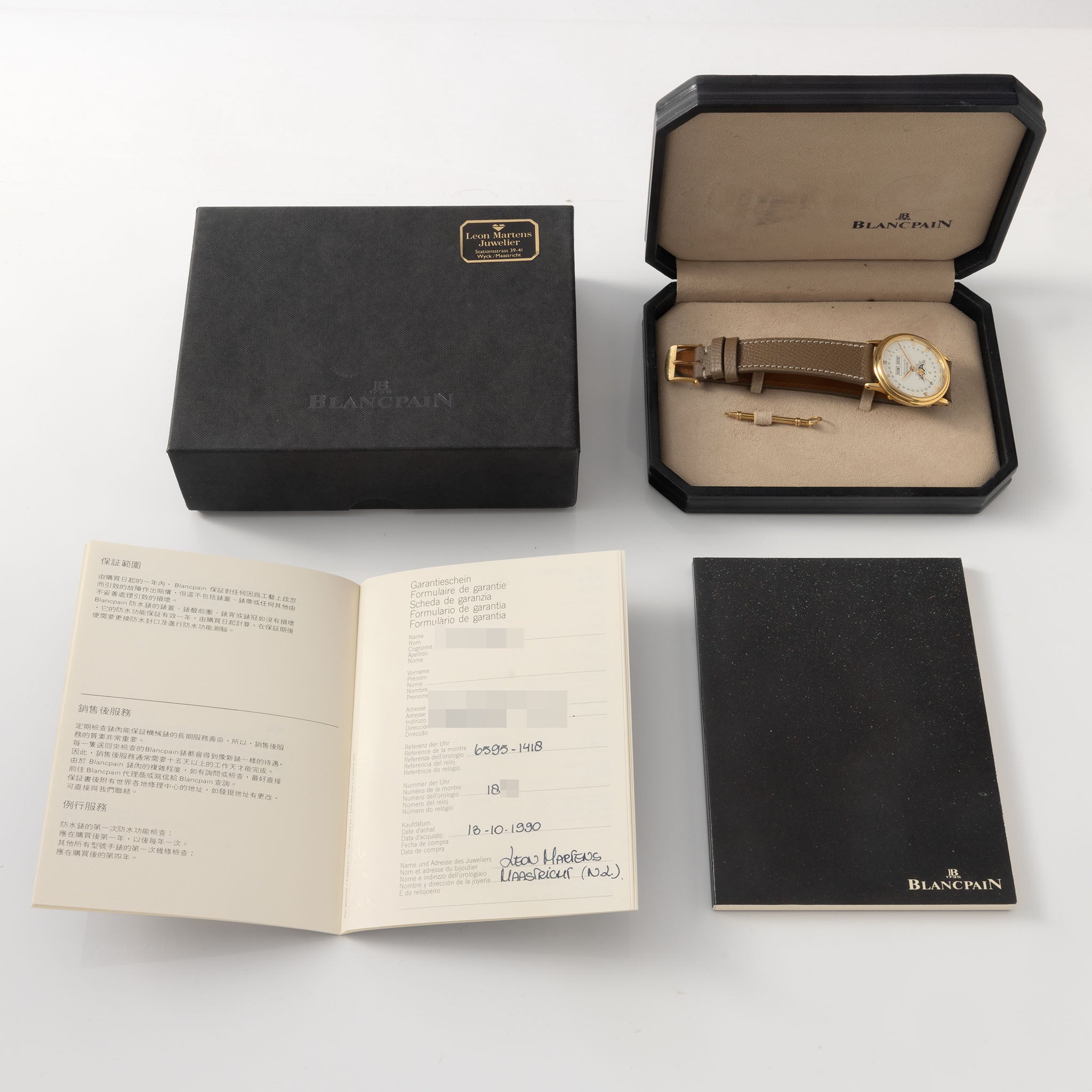 Blancpain Villeret Triple Calendar Yellow Gold Box and Papers Ref 6595-1418