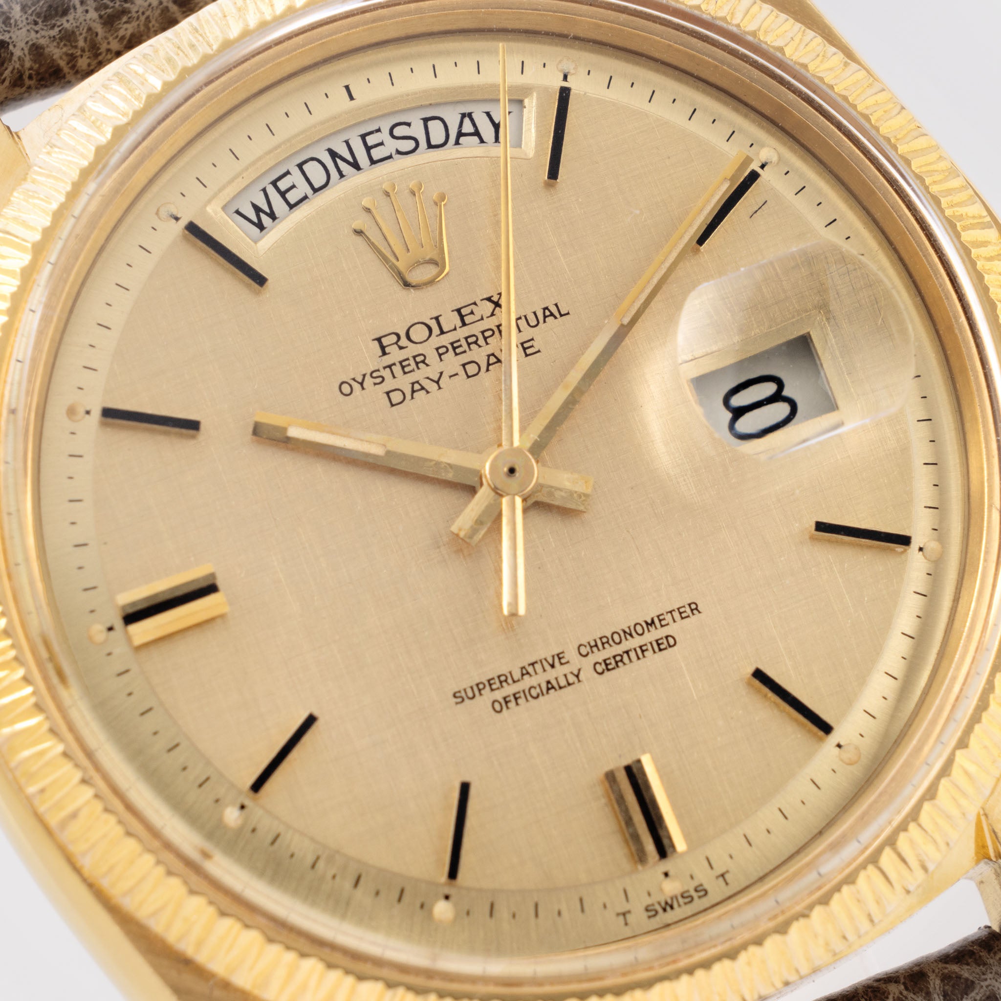 Rolex Day-Date Yellow Gold Champagne Linen Dial Ref 1807