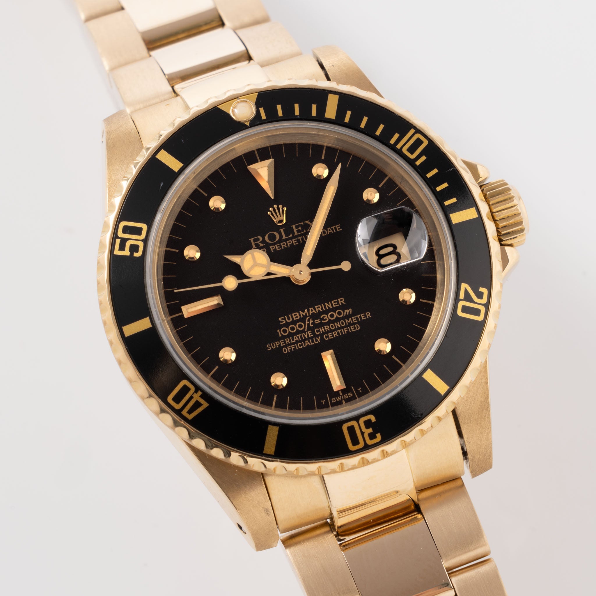 Rolex Submariner Date in 18k  gold ref. 16808 with black nipple dial Box and Papers