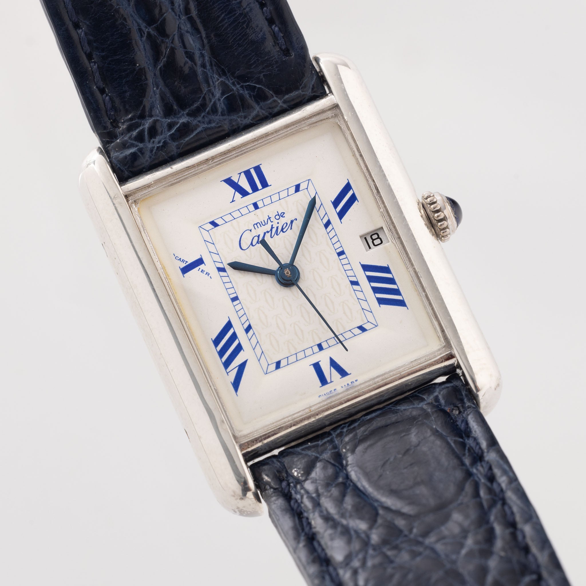 Cartier Tank Must de Cartier Blue Numerals Dial Silver Case Ref. 2414