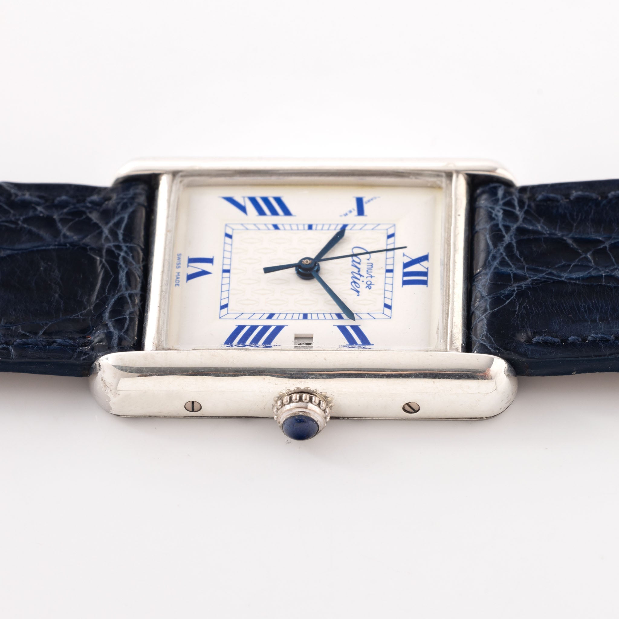 Cartier Tank Must de Cartier Blue Numerals Dial Silver Case Ref. 2414