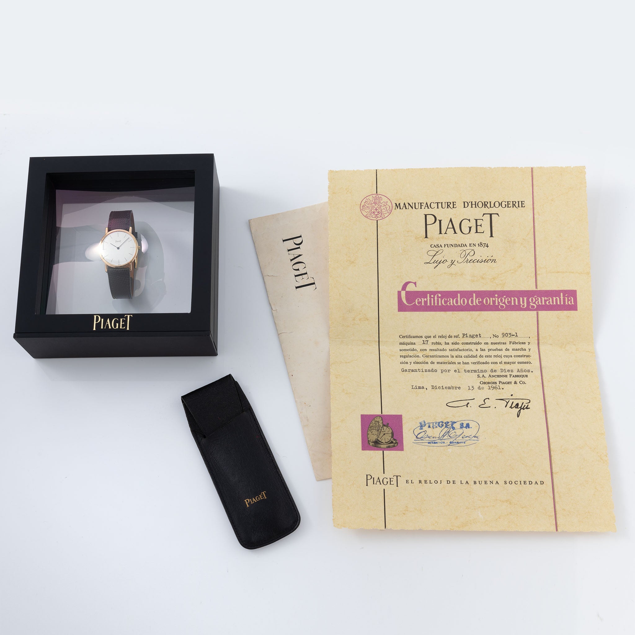 Piaget Altiplano in Rose gold Box and papers ref 903-1 Ex President Congres of Peru -Provenance