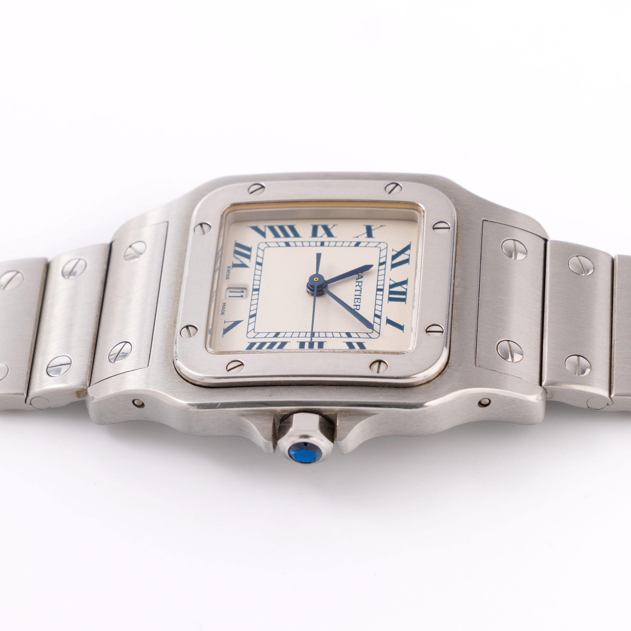 Cartier Santos Galbée cream dial blue numerals With Box and Papers Ref. 987901