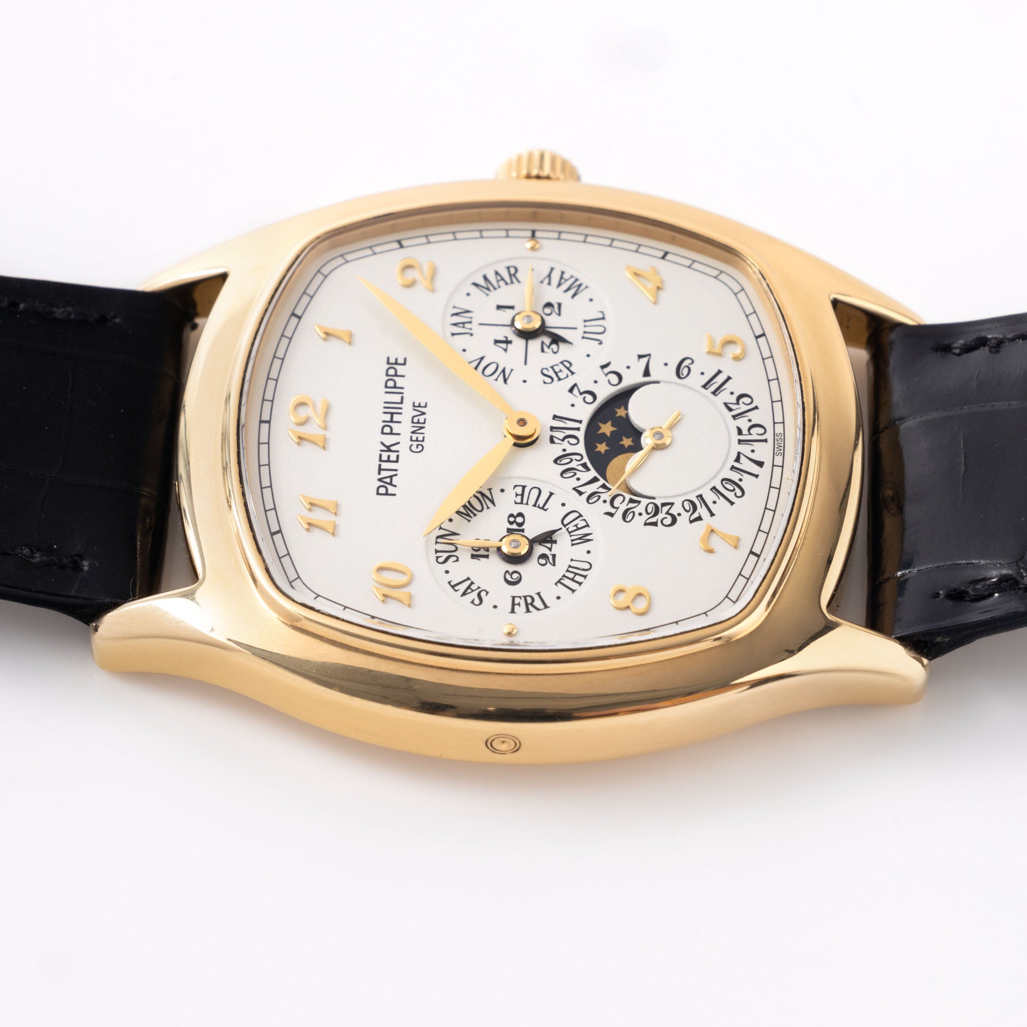 Patek Philippe Cushion Shaped Perpetual Calendar in 18k Yellow Gold Ref. 5940J with Original Certificate of Origin