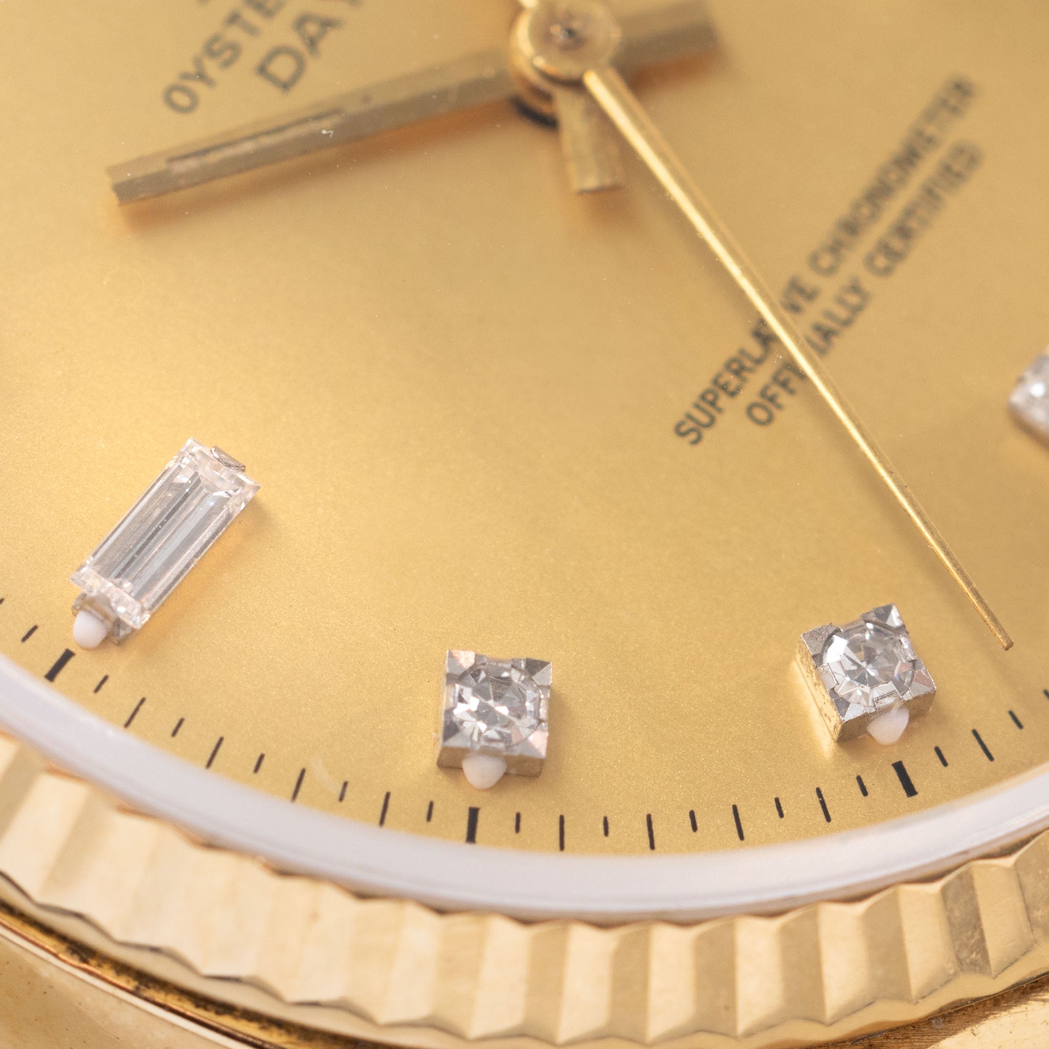 Rolex Day-Date Vertical-Brushed Lemon Diamond Dial Ref. 18038 with Original Punched Warranty Paper