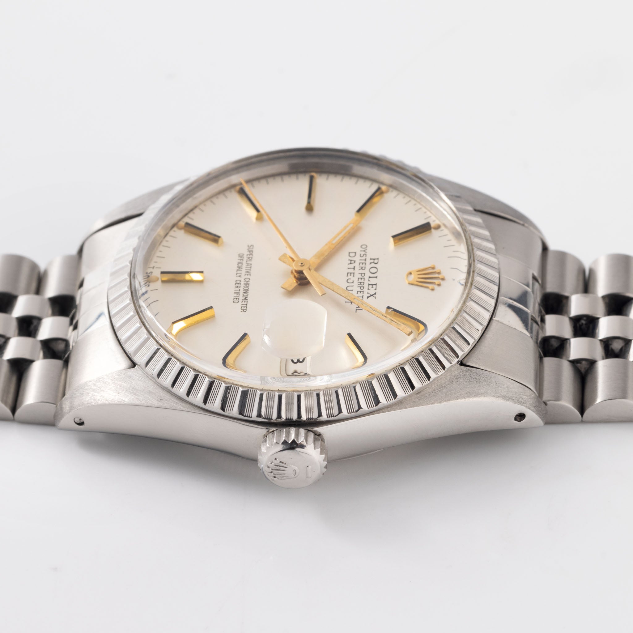 Rolex Datejust Silver dial with yellow gold markers ref 16030