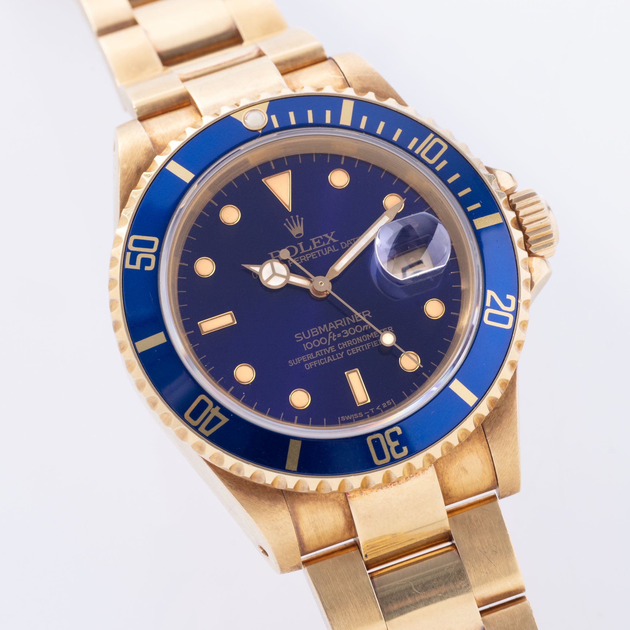 Rolex Submariner "Purple Dial" Ref. 16618 in 18k Yellow Gold with Original Warranty Paper