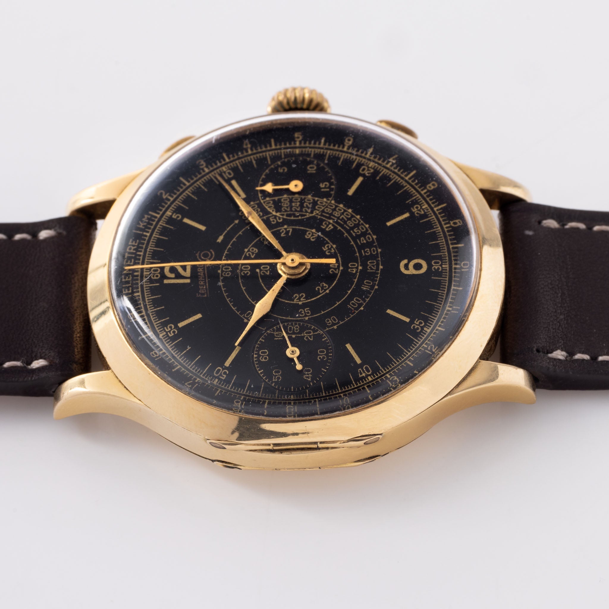 Eberhard & Co. Chronograph "Pré Extrafort" Black Dial in 18k Yellow Gold