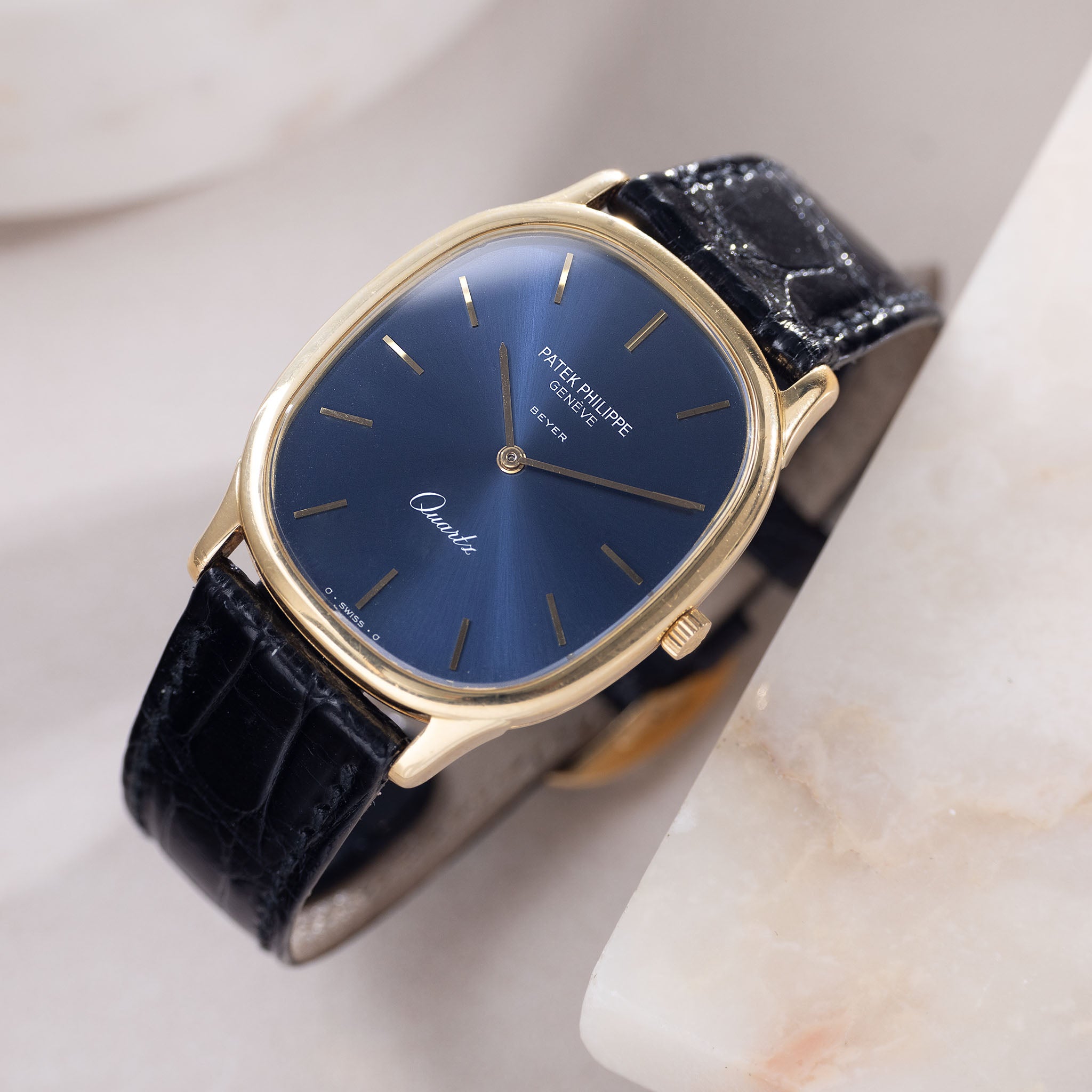 Patek Philippe Golden Ellipse Ref. 3838/1 Beyer Double-Signed with Blue Dial