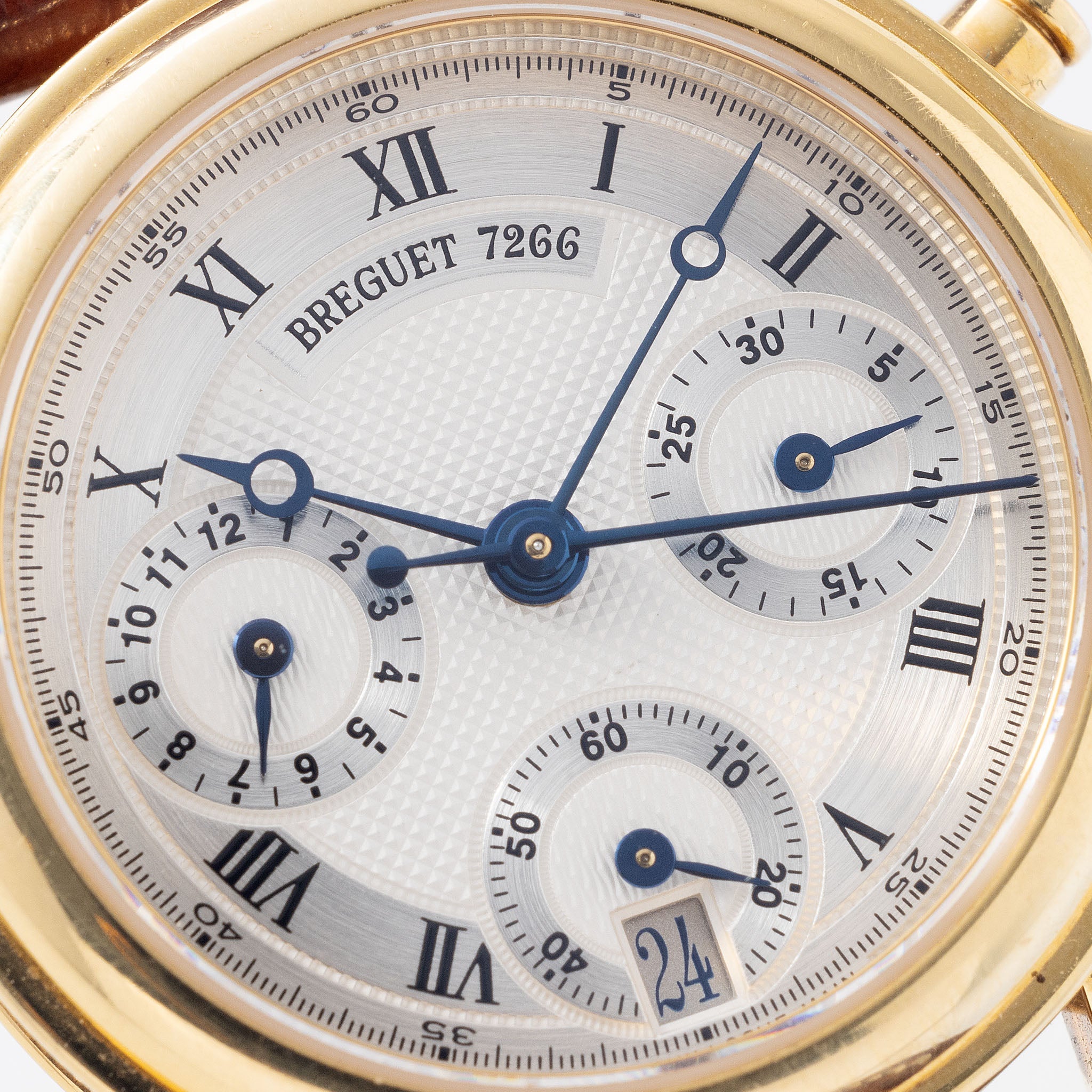 Breguet Marine Chronograph Silver Guilloché Dial 18k Yellow Gold Ref. 8490