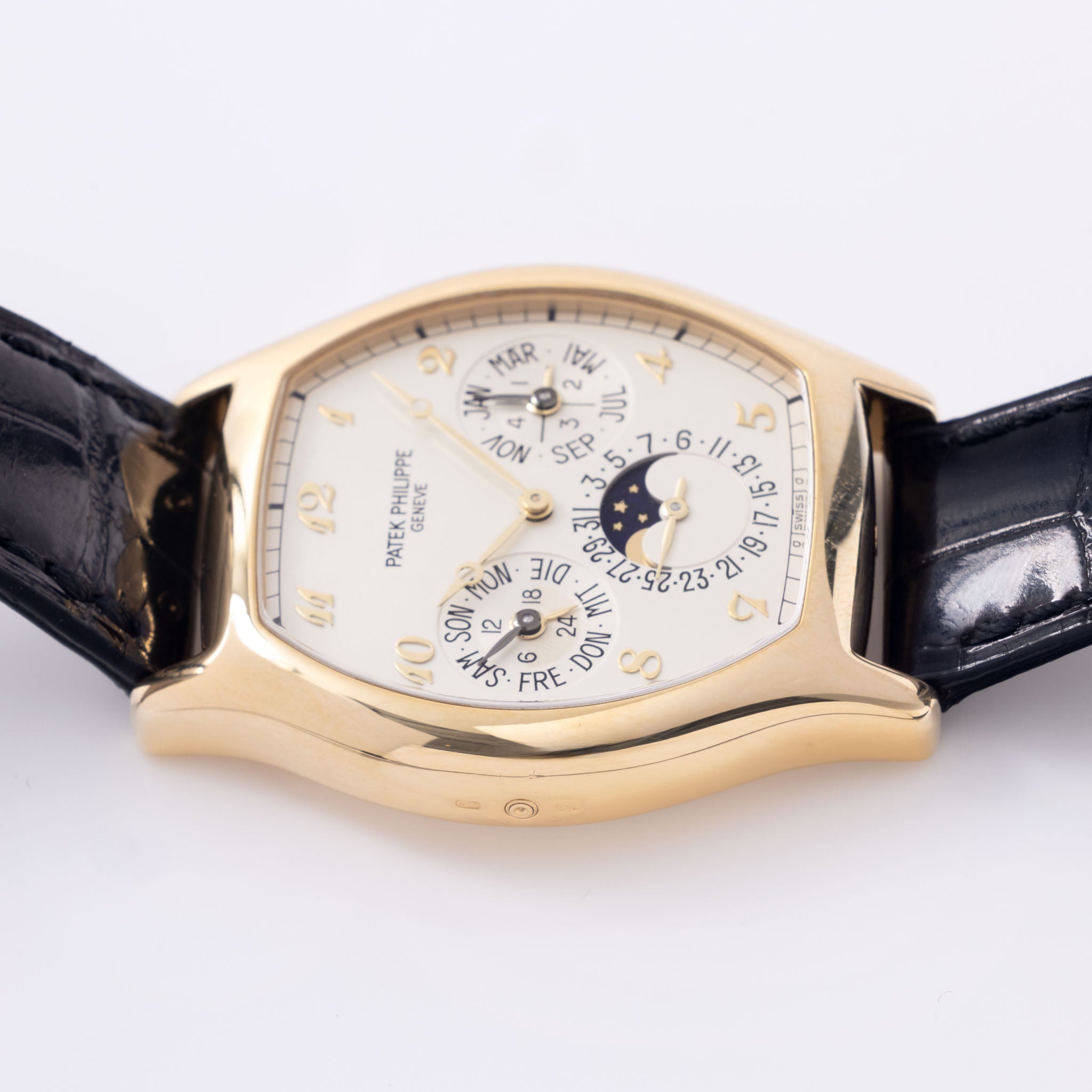 Patek Philippe Perpetual Calendar 5040J 18K Yellow Gold Tonneau Case with Box and Papers