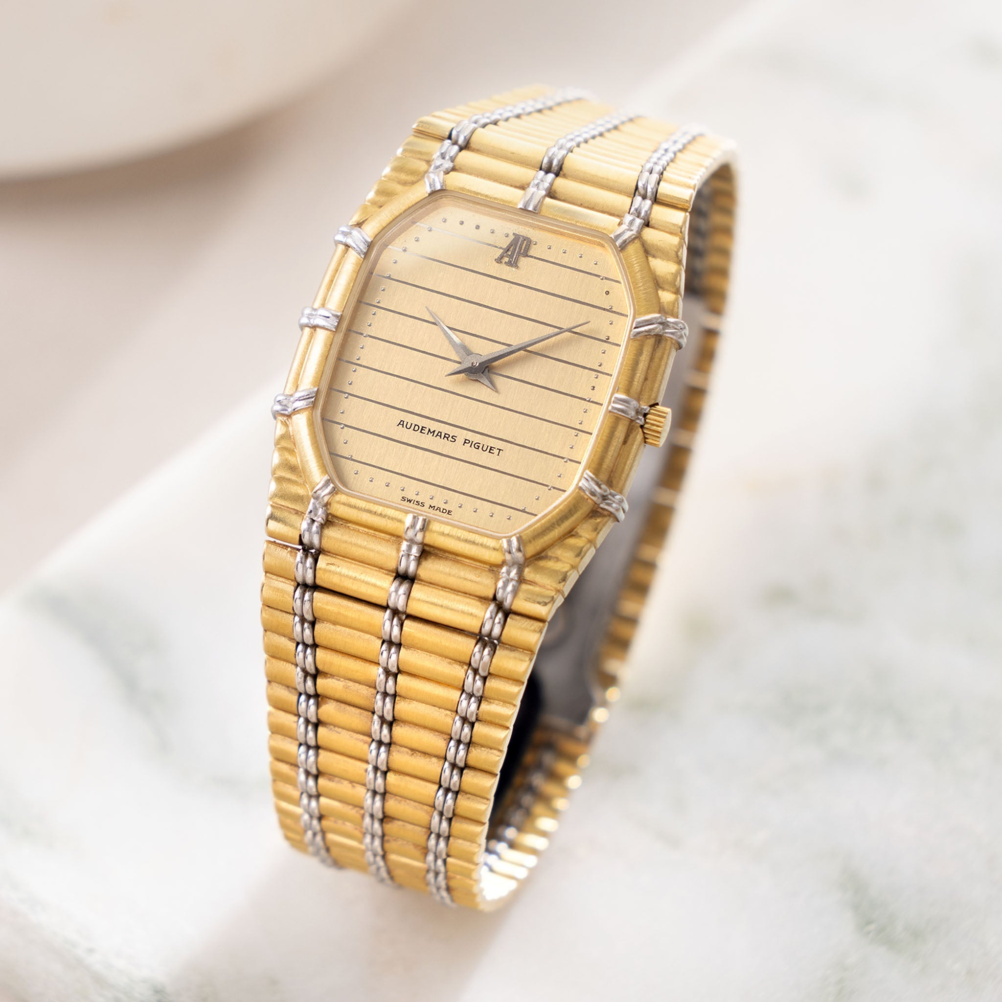 Audemars Piguet Two-Tone "Bamboo" Quartz 18K Yellow & White Gold