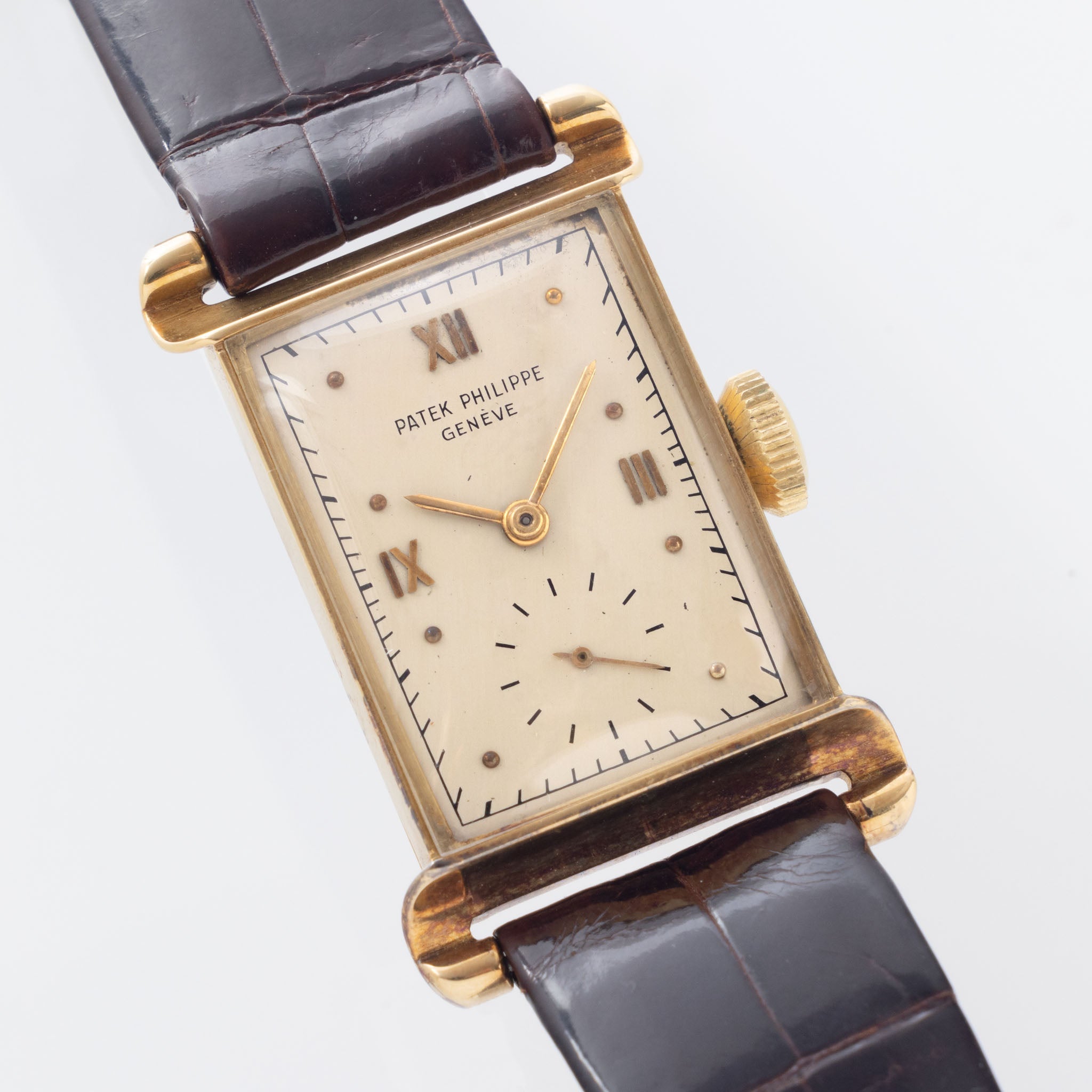 Patek Philippe rectangular 18 k yellow gold dress watch ref 1580