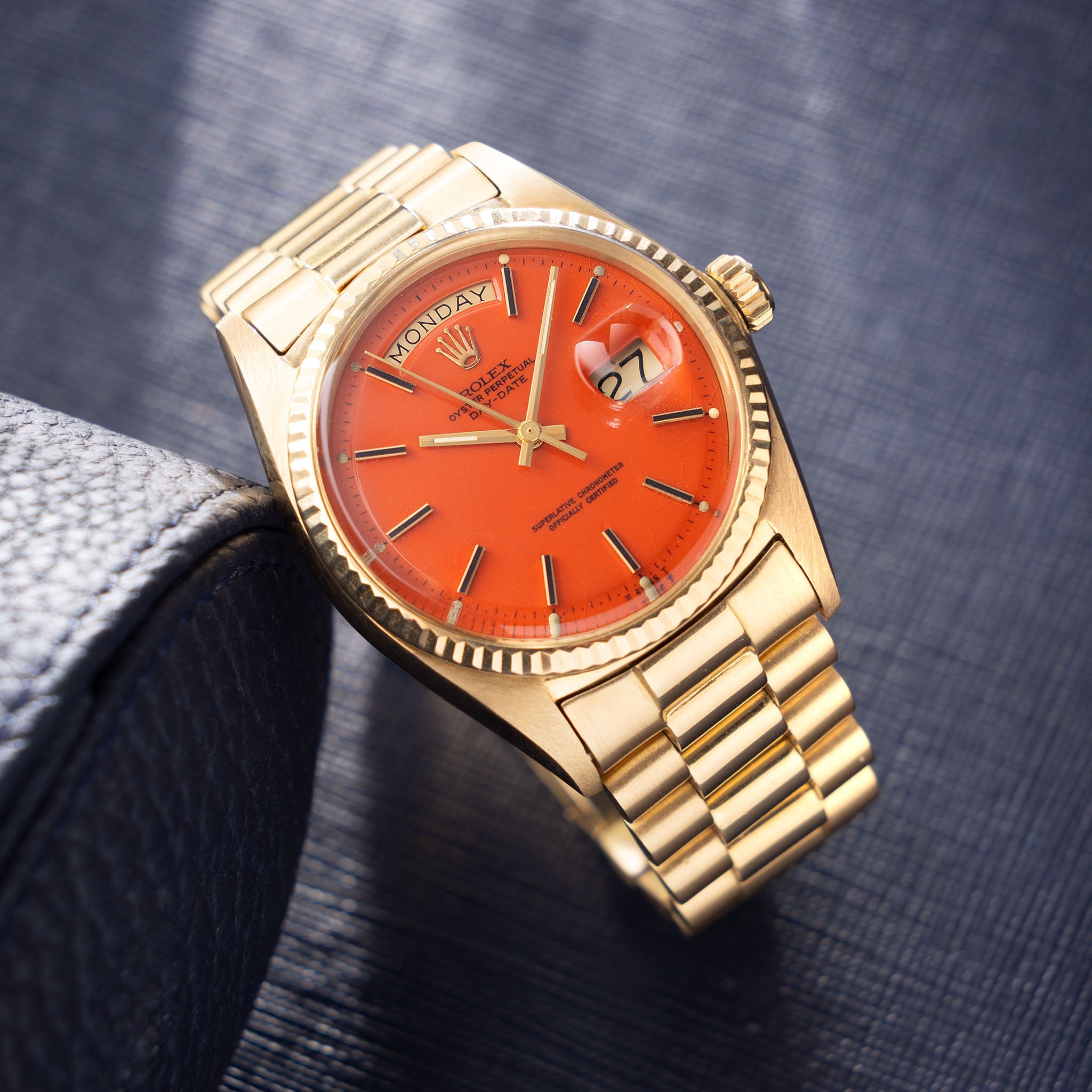 Rolex Day-Date 1803 Orange Stella Dial in 18k Yellow Gold