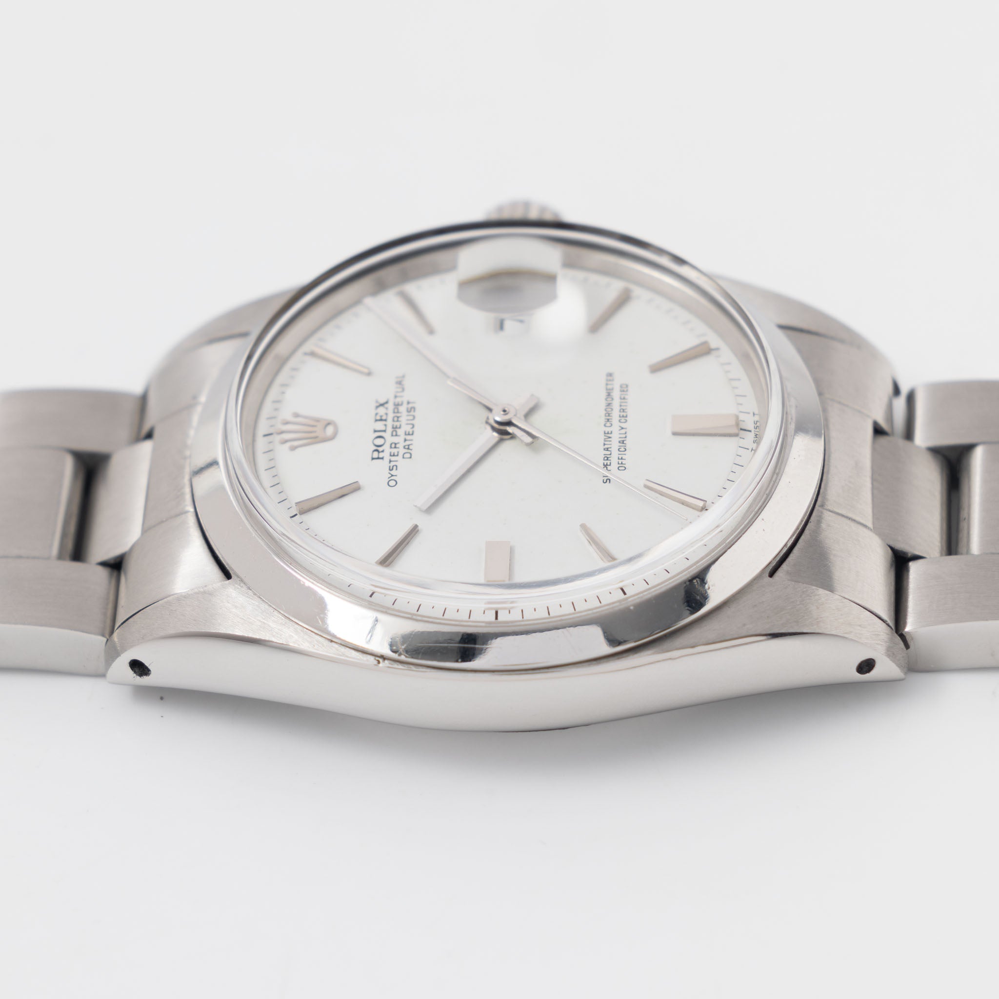 Rolex Datejust white “doorstop “  white no lume dial ref 1600