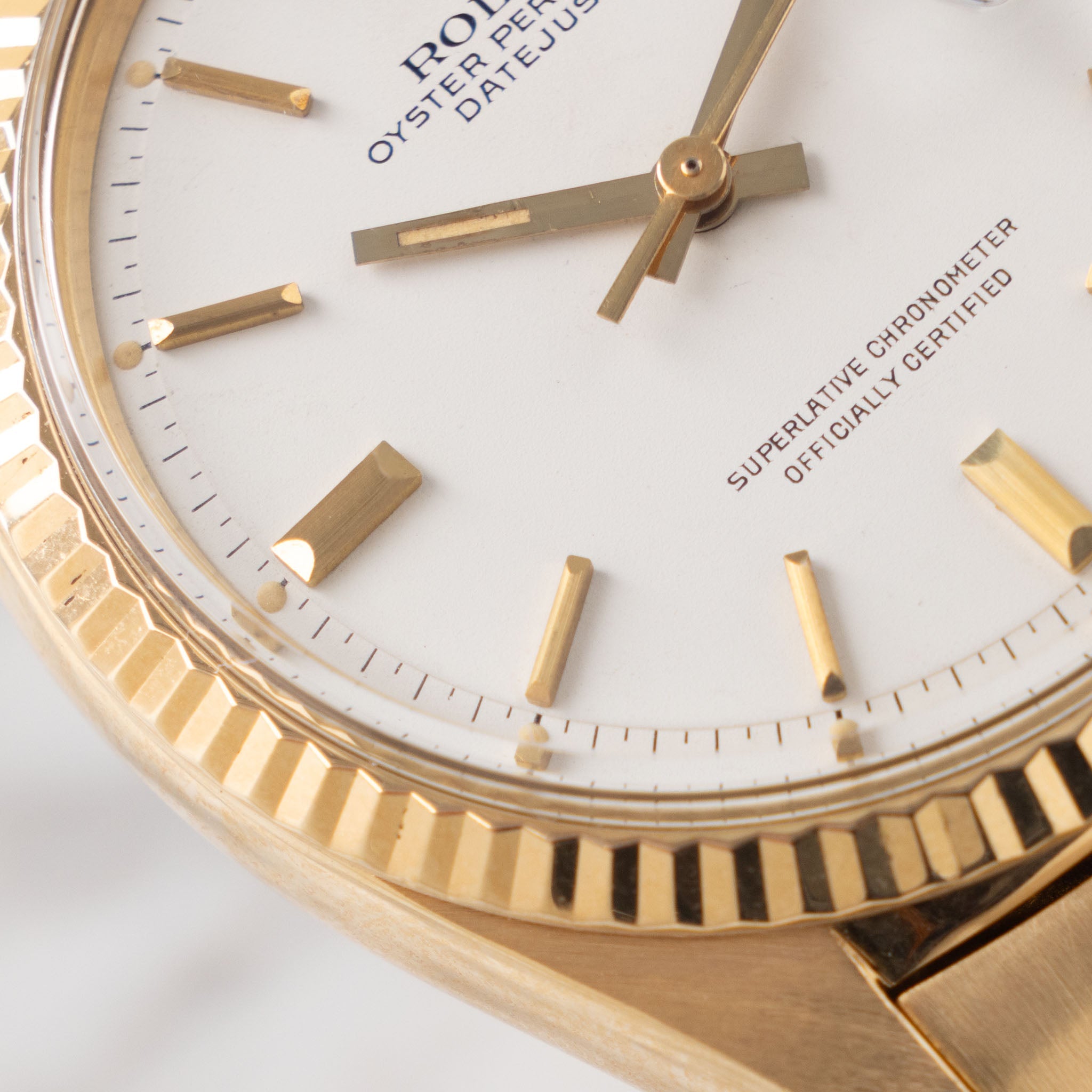 Rolex Datejust 1601/8 White Dial in 18k Yellow Gold