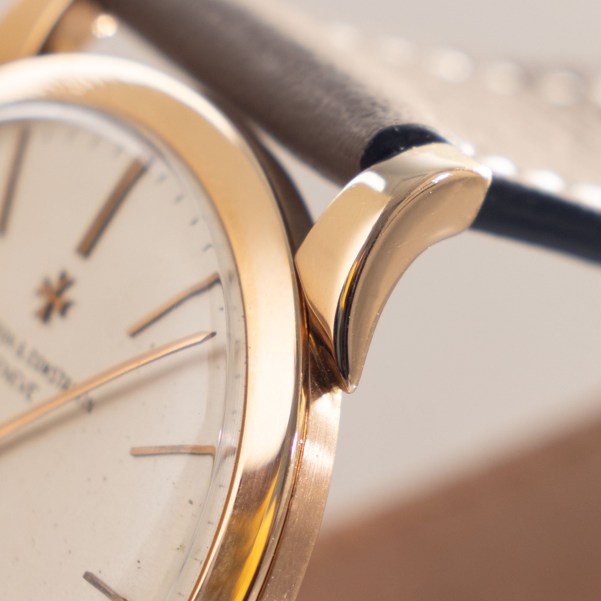 Vacheron Constantin 18 k rose gold scroll lug  Dresswatch cream dial ref 6030