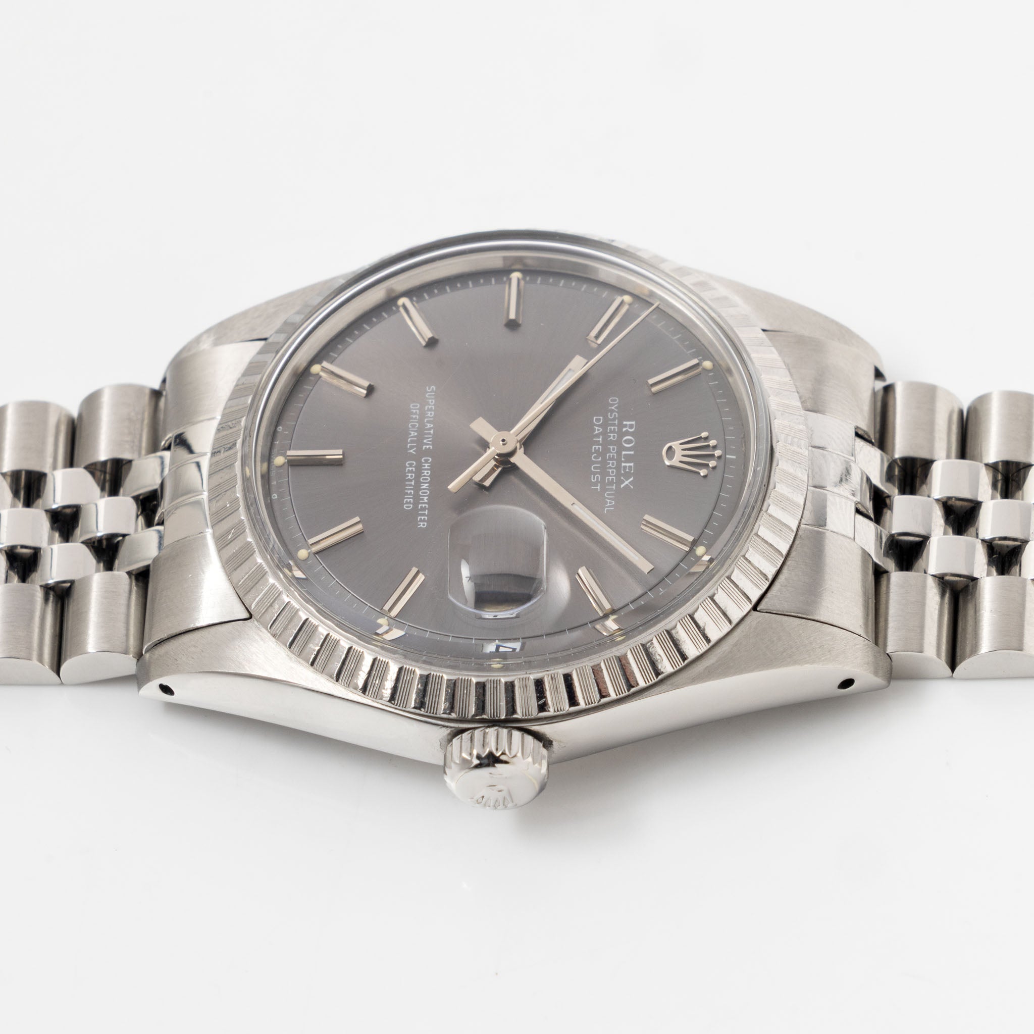 Rolex Datejust 1603 Grey Soleil Pie-Pan Dial 