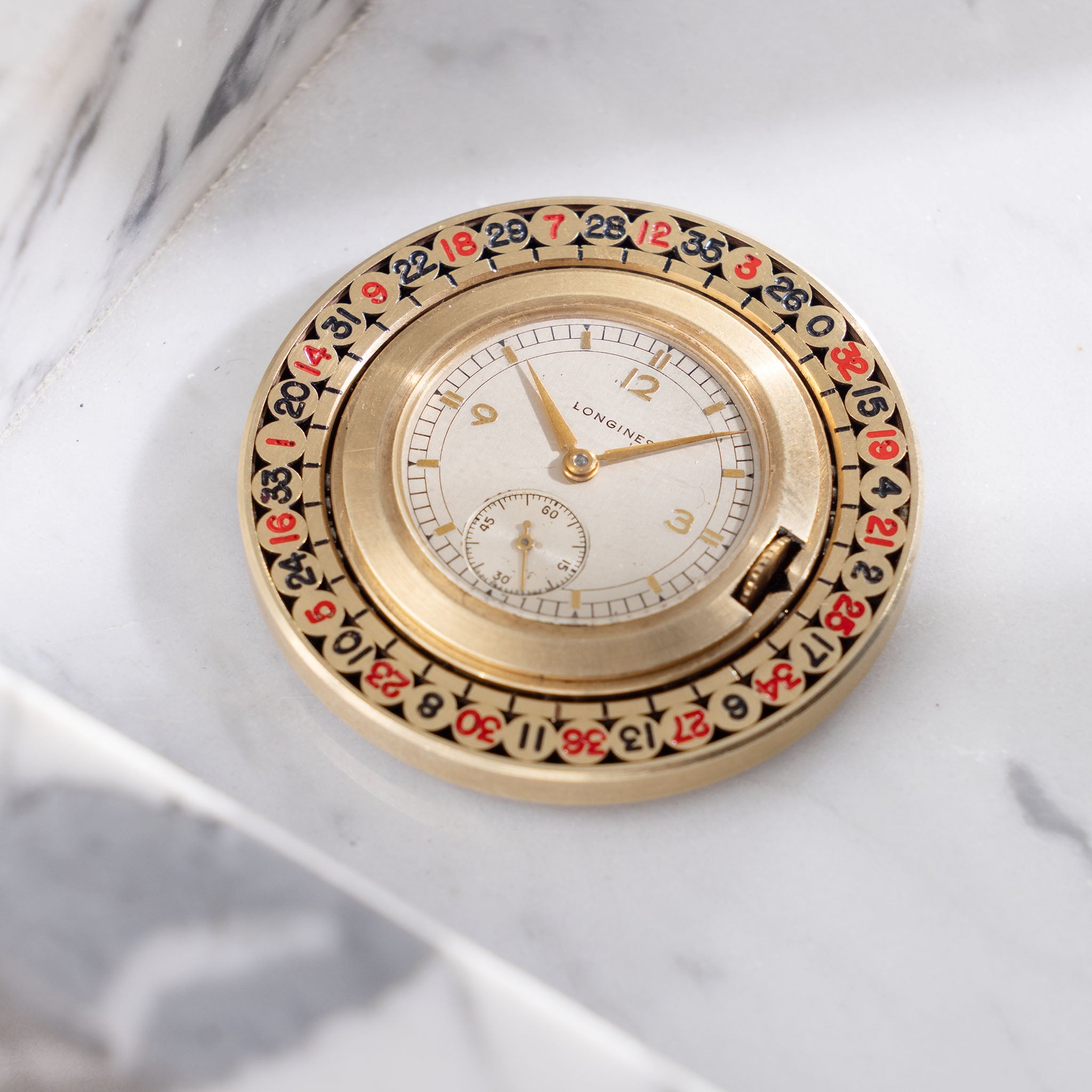 Longines Roulette Pocket Watch in 14k Yellow Gold 