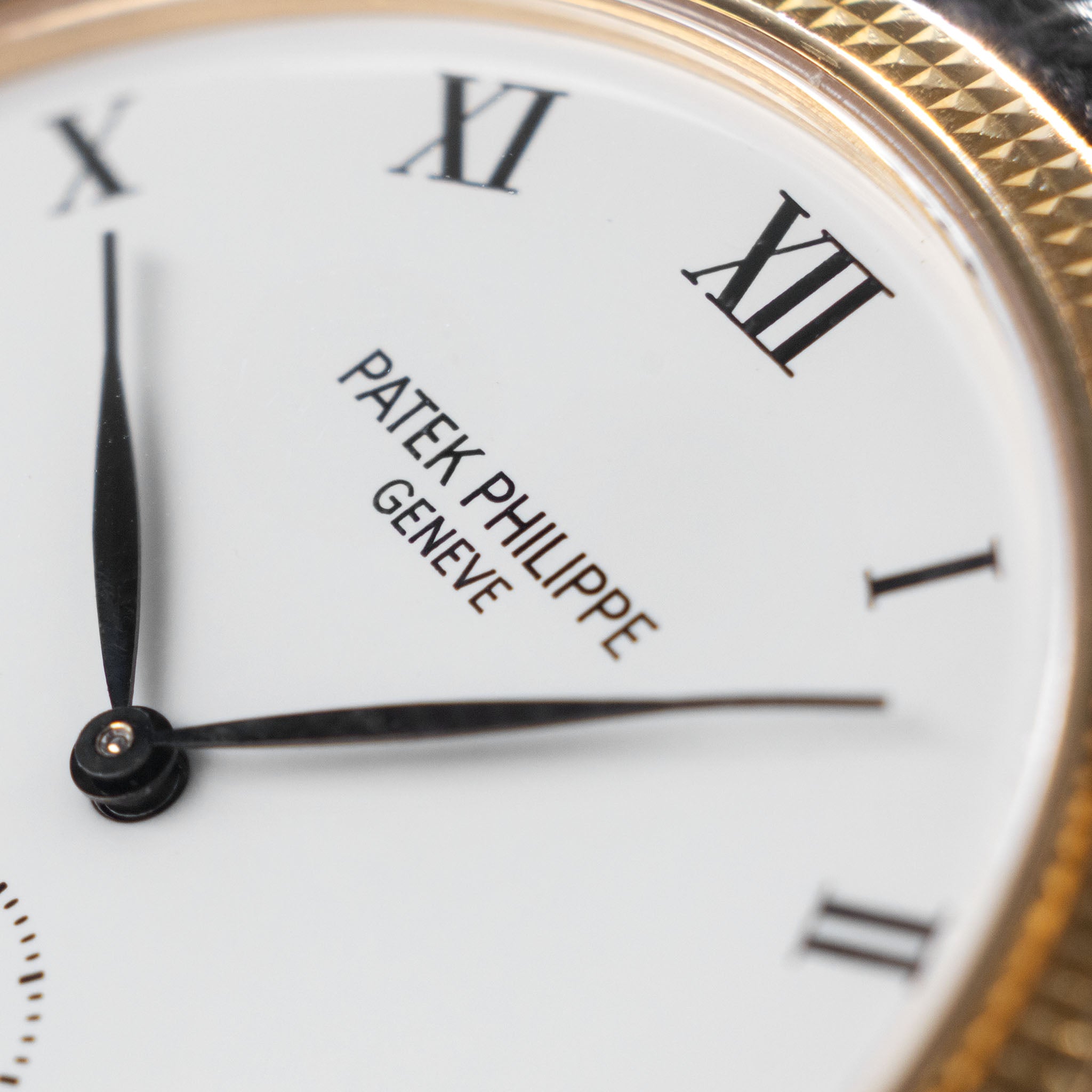 Patek Calatrava Porcelain dial , Clous de Paris 18k yellow gold case with extract from the  archives ref 3919