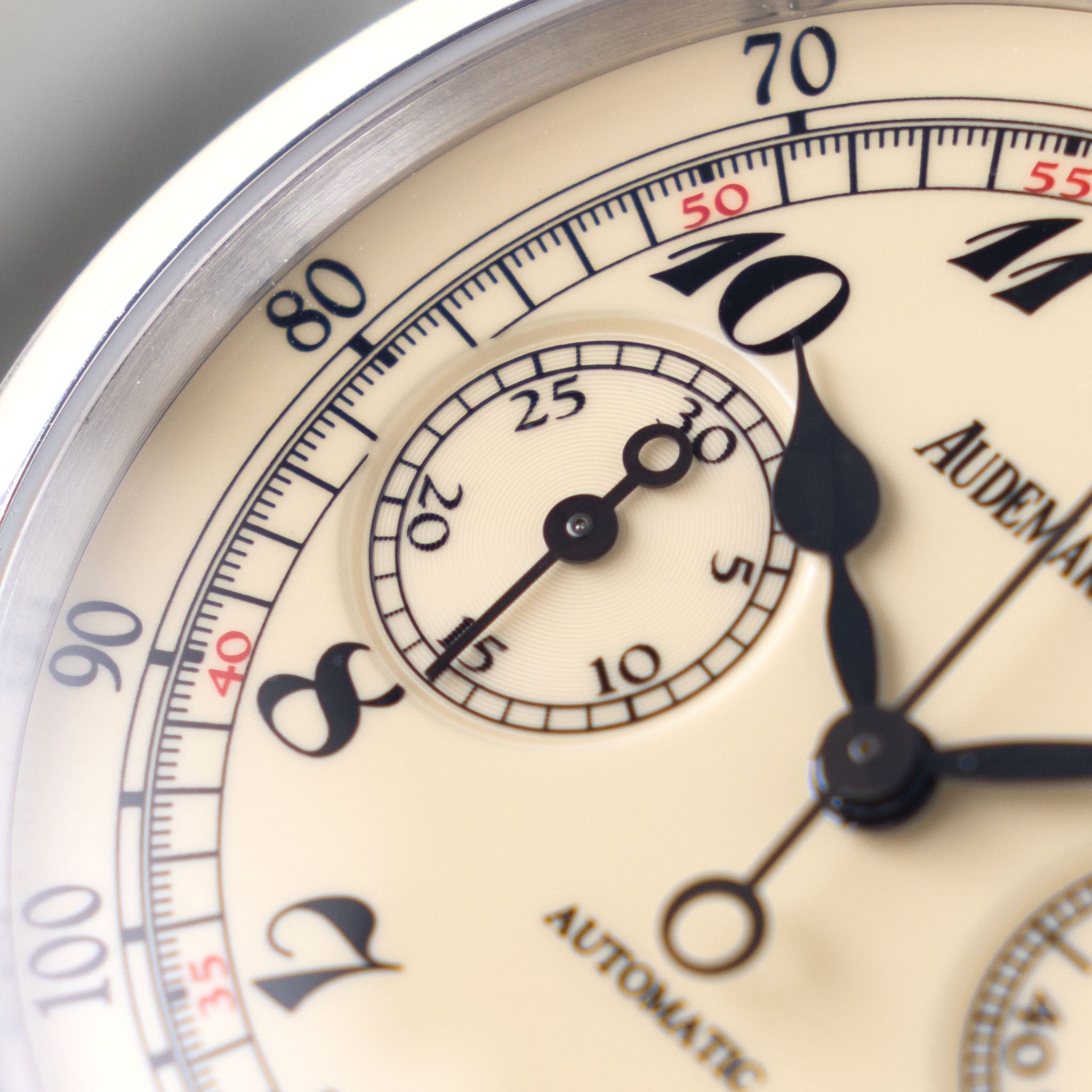 Audemars Piguet Jules Audemars Chronograph in 18k White Gold Cream Dial with Original Warranty and Register Booklet ref. 26100BC