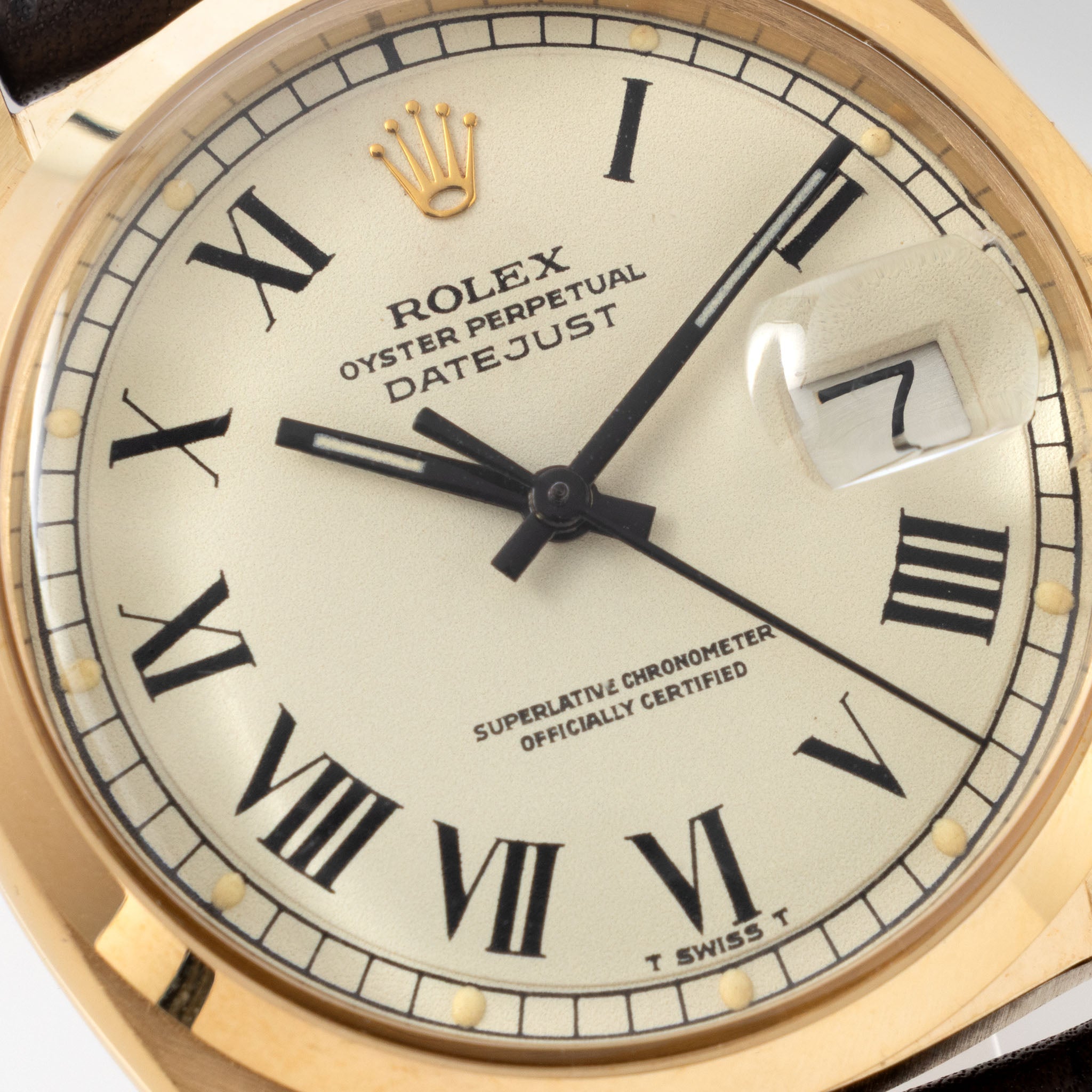 Rolex Datejust 1600/8 Cream Buckley Dial in 18k Yellow Gold