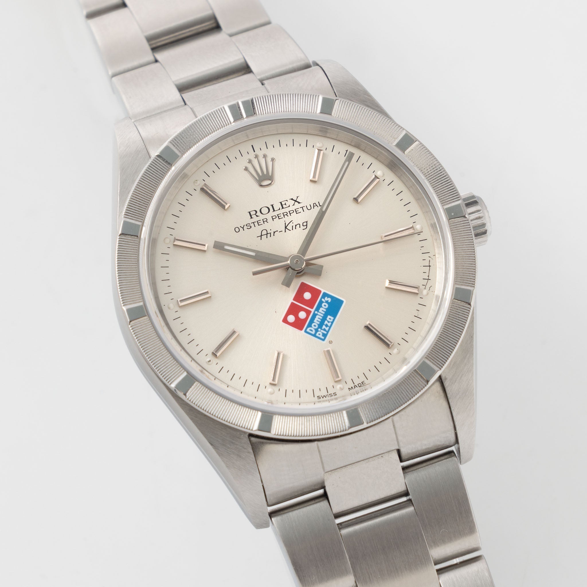 Rolex Oyster Perpetual Air-king Silver Domino’s Logo dial ref 14010