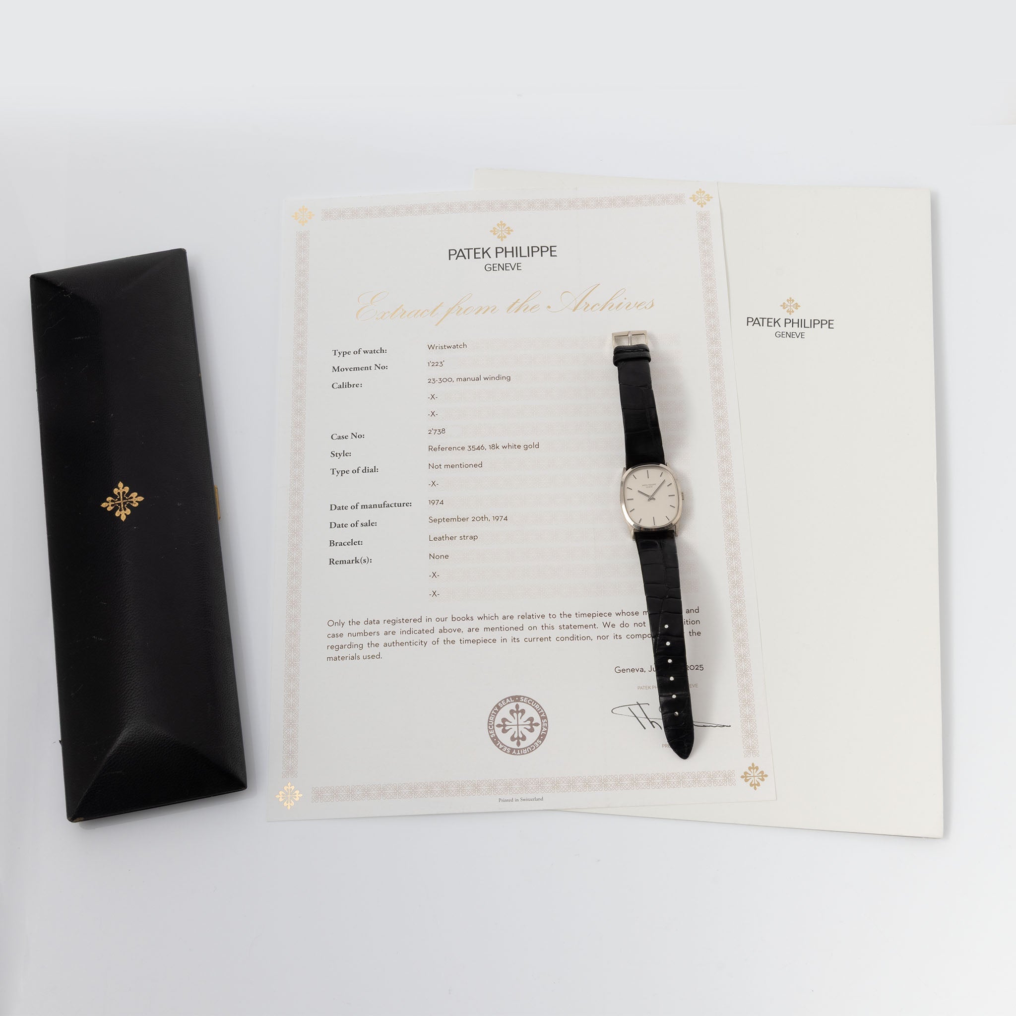 Patek Philippe Golden Ellipse 3546G Silver Dial in 18k White Gold with Extract of Archives