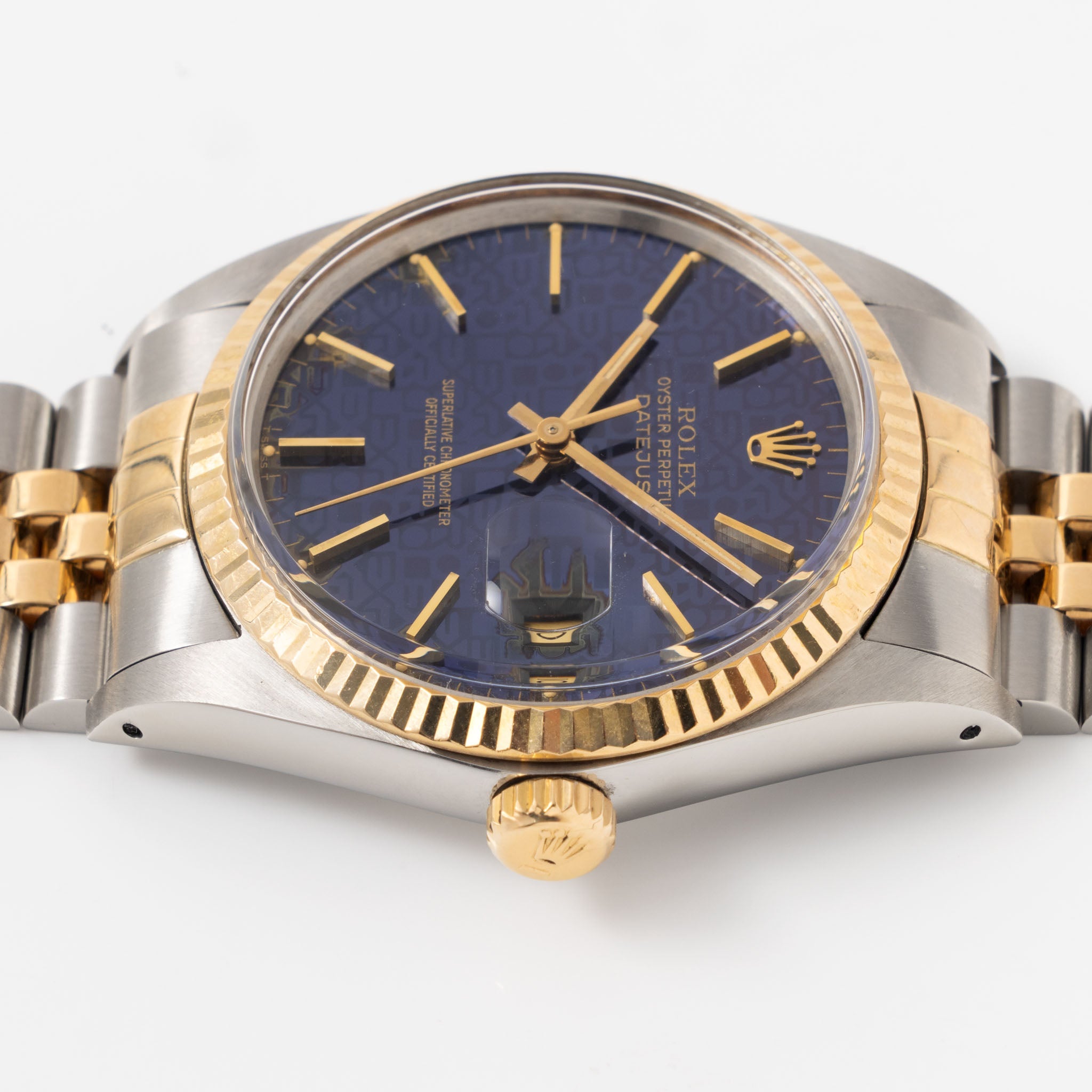 Rolex Datejust 16013 Blue Jubilee/Computer Dial in Steel and Gold with Original Box and Papers
