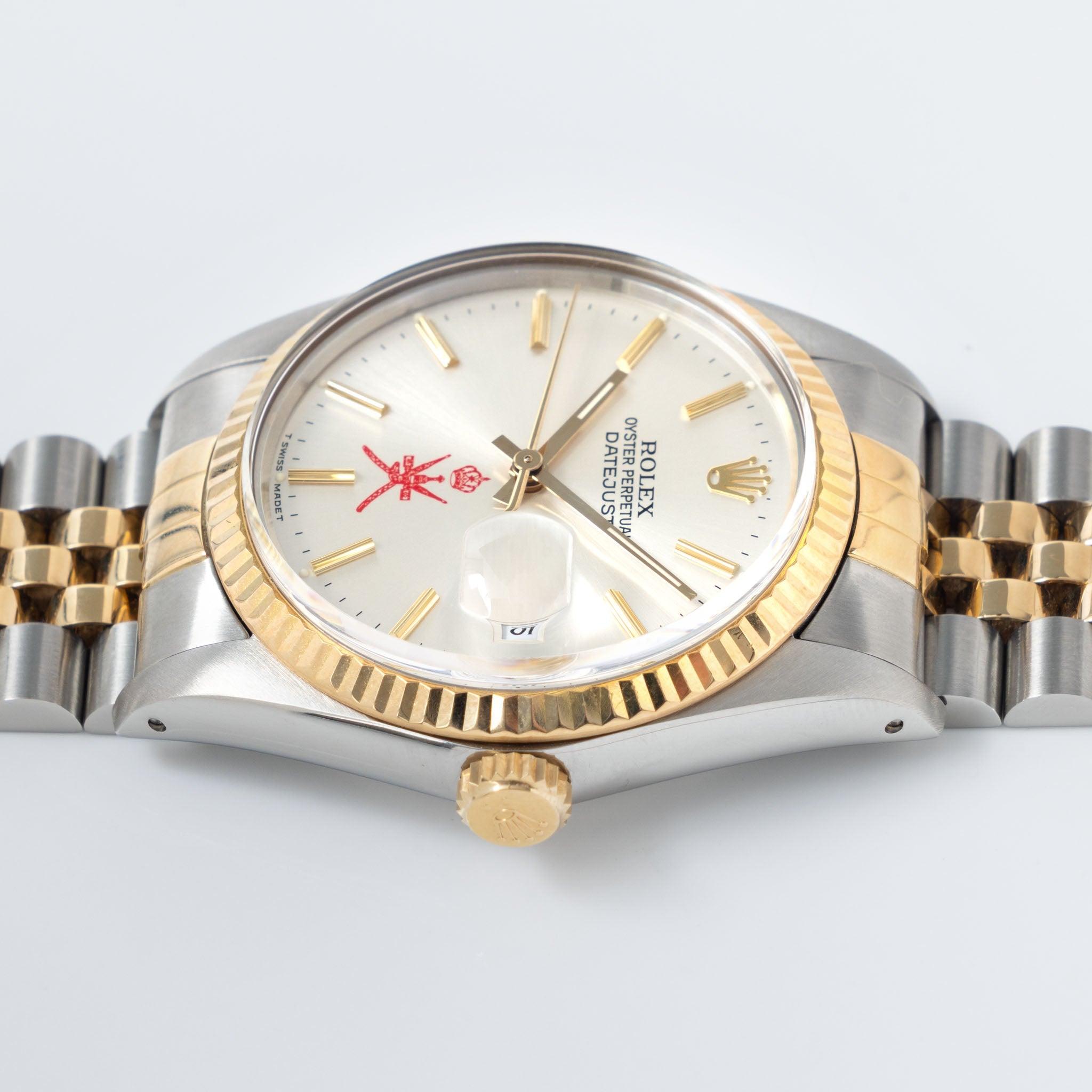 Rolex Datejust 16013 Silver Khanjar Dial Steel and Gold with Original Box and Service Card