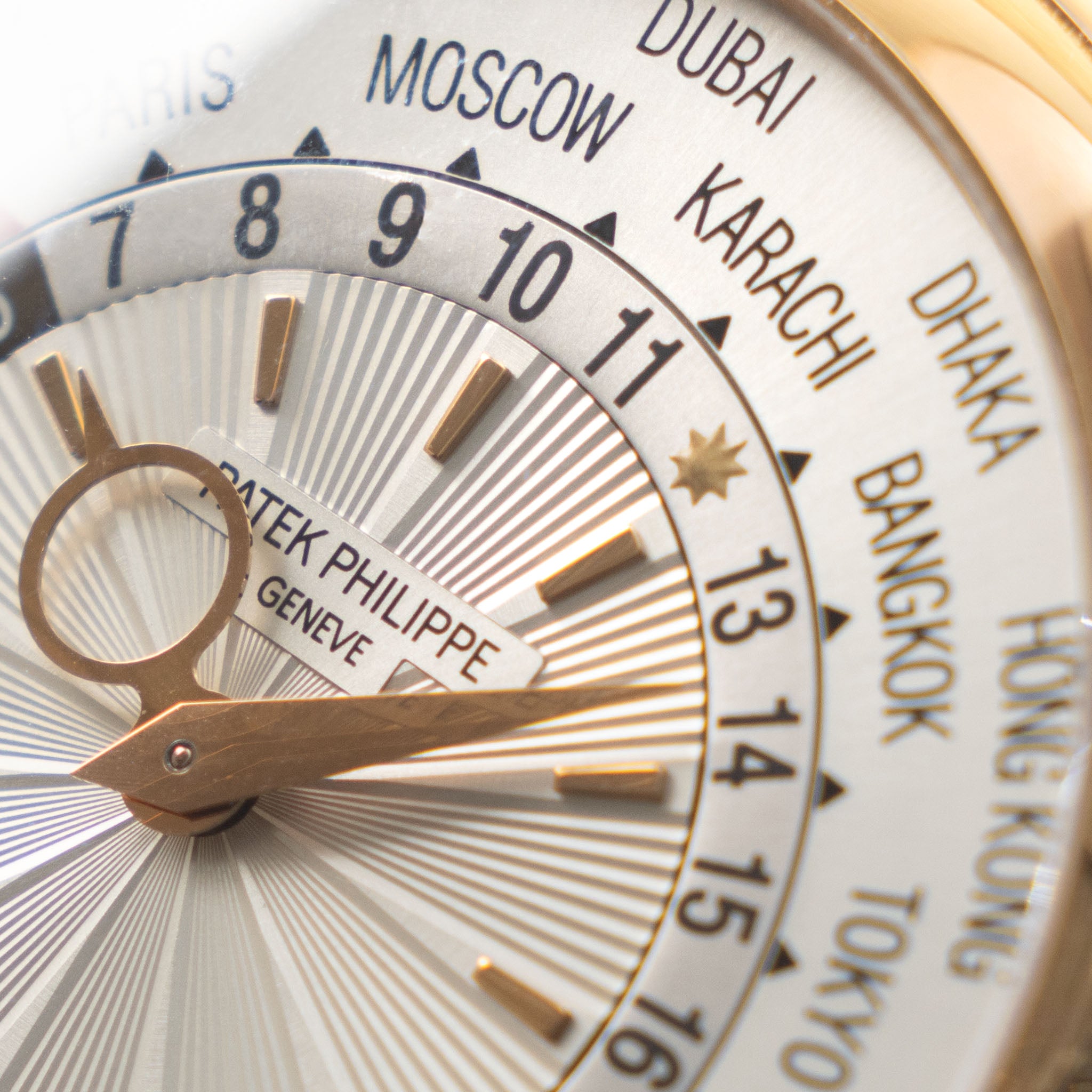 Patek Philippe World Time ref 5130R Guilloché Dial in 18k Rose Gold with Box and Papers