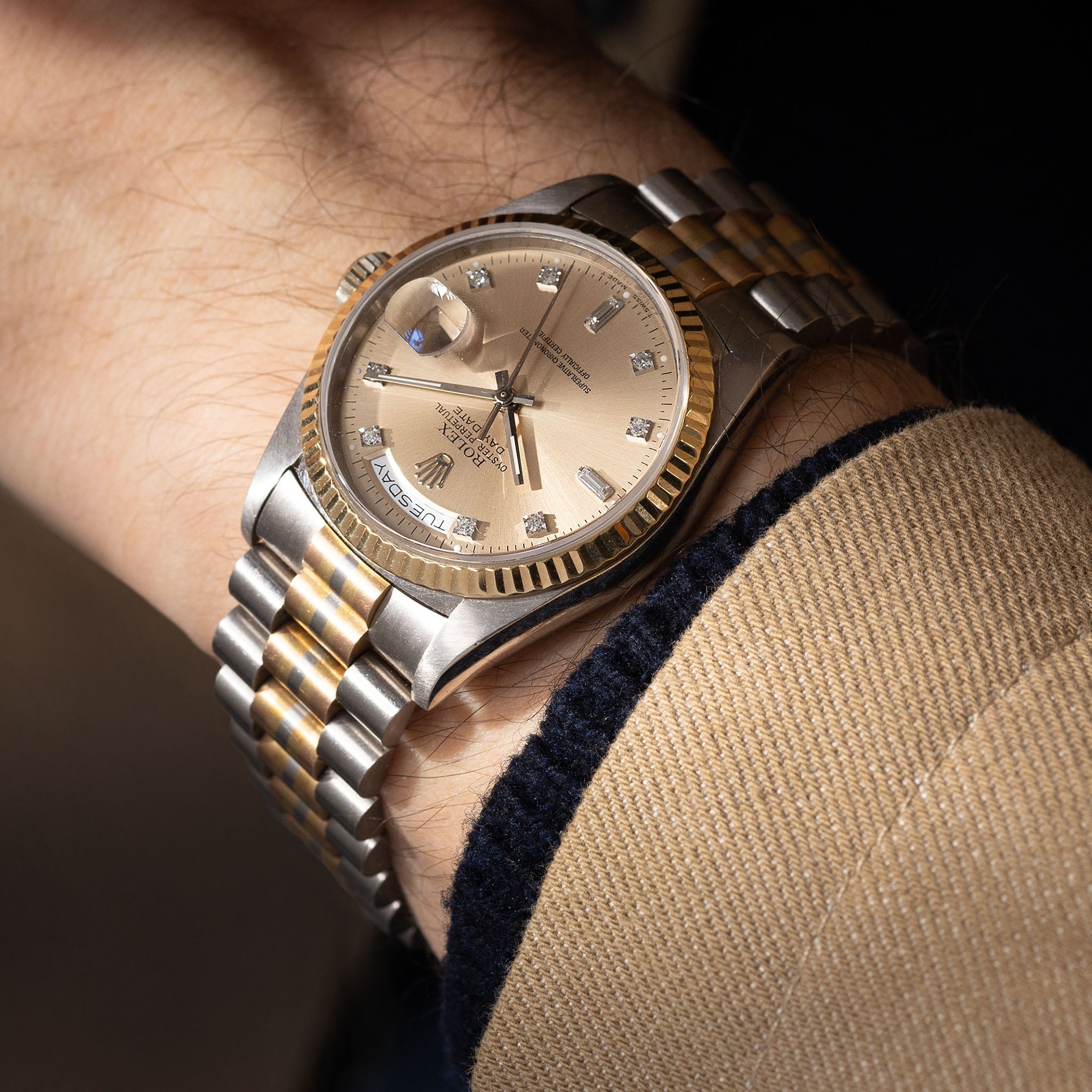 Rolex Day-date Tridor Peach Diamond Marker Dial  with Original Guarantee Paper ref 18239B