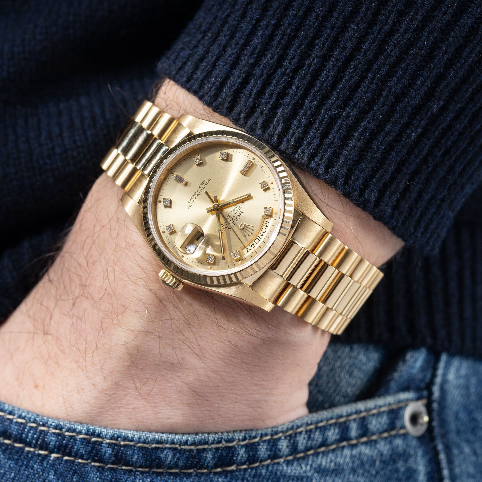 Rolex Day-Date 18038 Champagne Diamond Markers Dial 