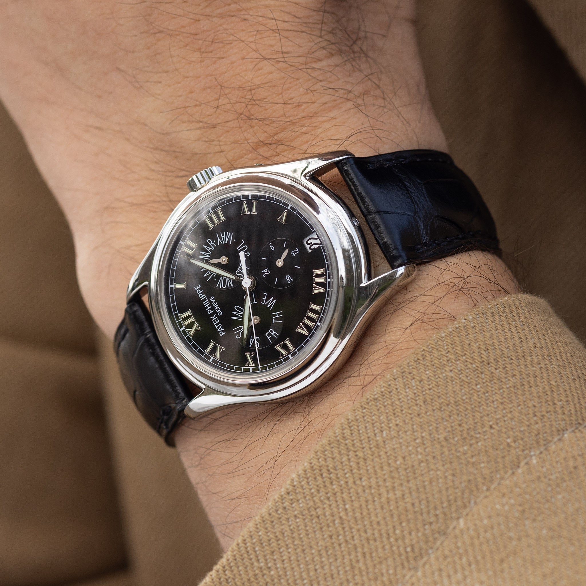 Patek Philippe Annual Calendar 5035P Black Dial in Platinum with Box